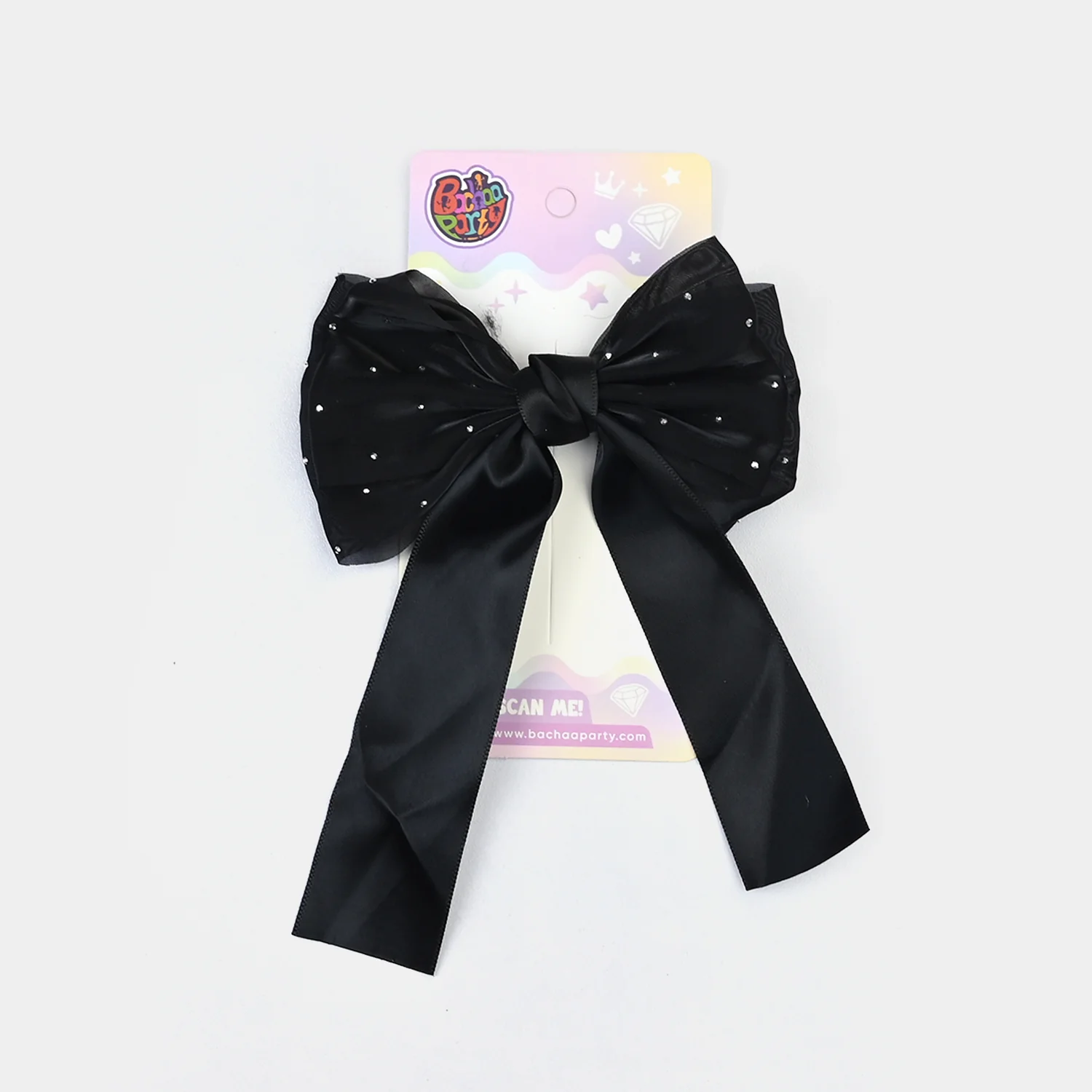 Cute Fabric Bow Hair Pin with Metal Clip - Image 3