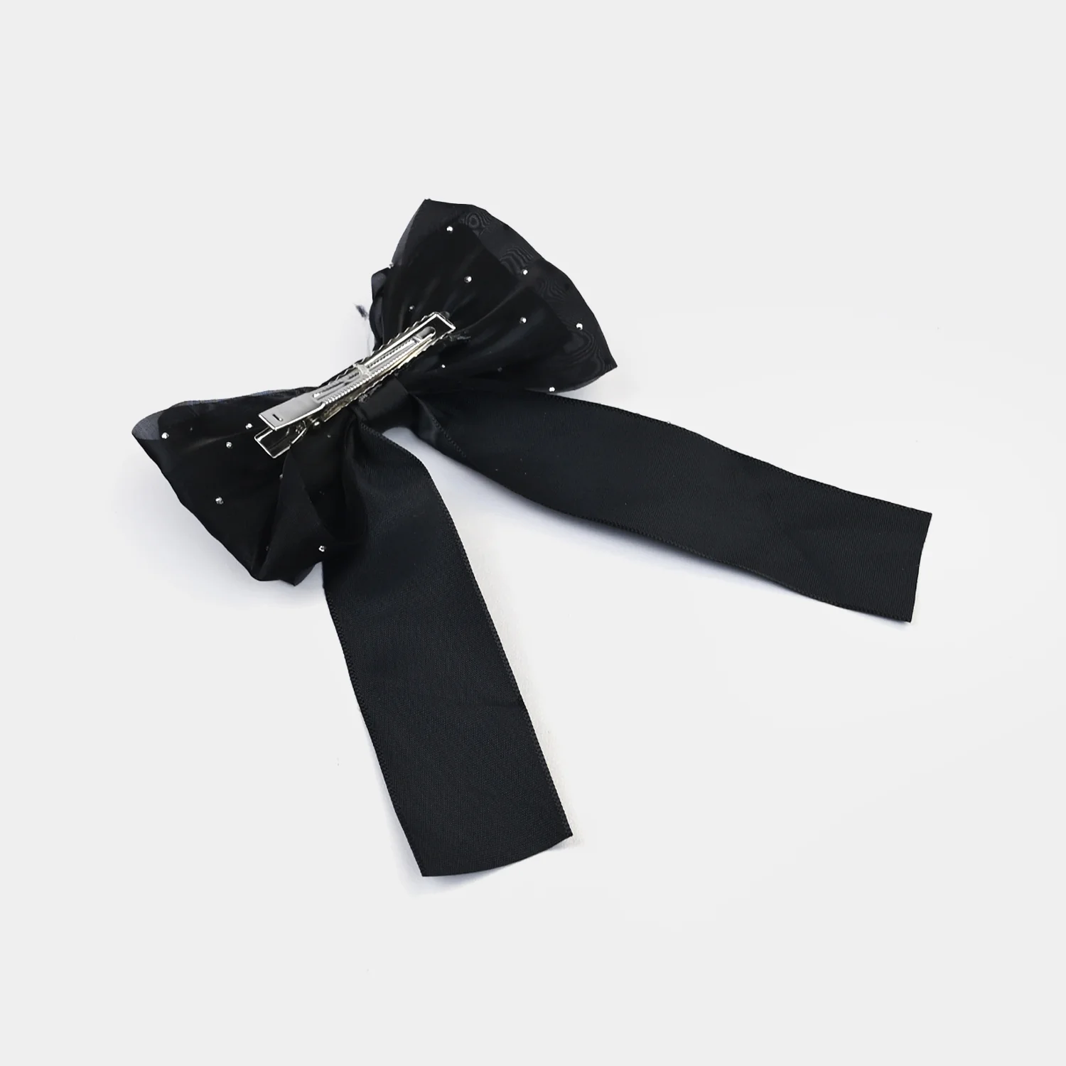 Cute Fabric Bow Hair Pin with Metal Clip - Image 4
