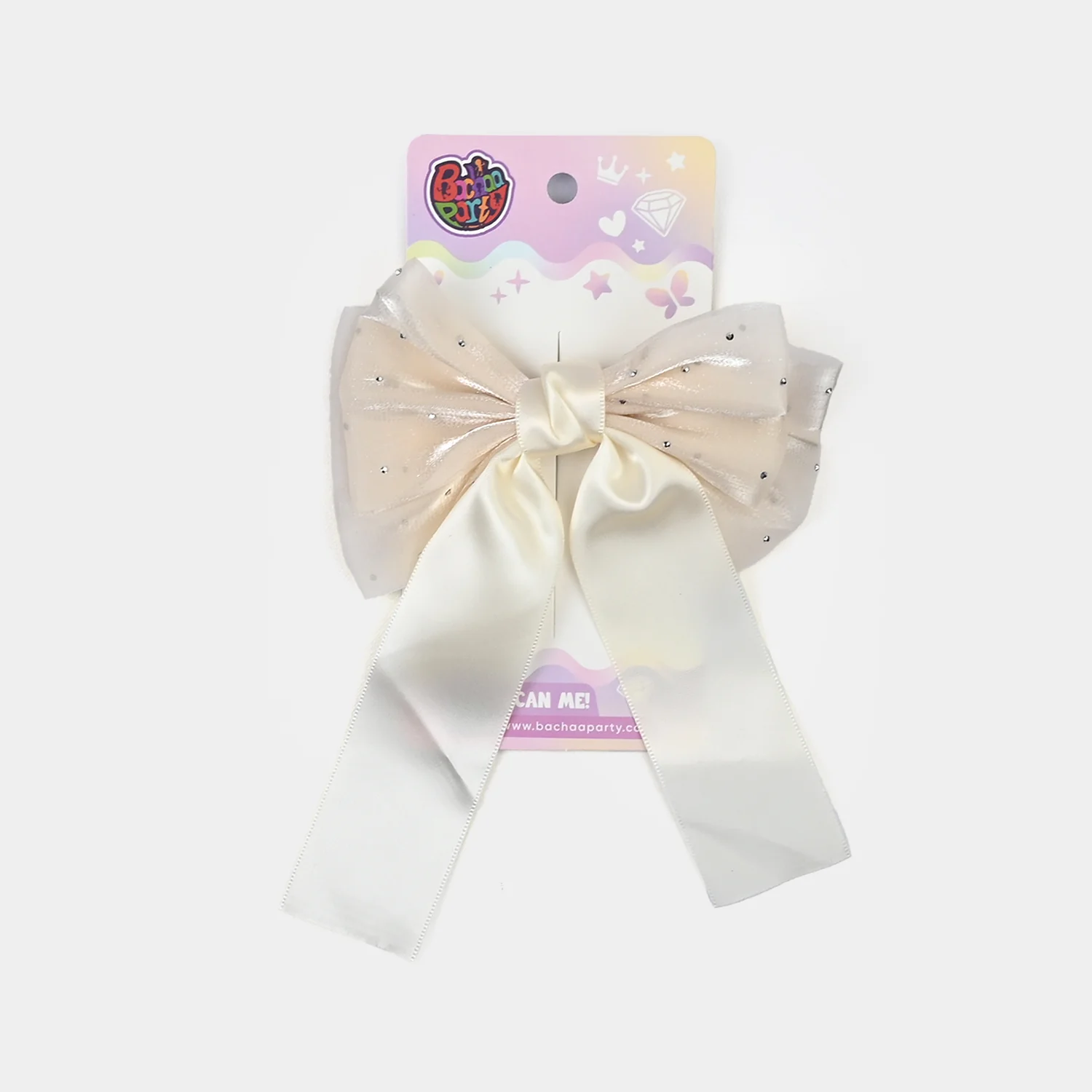 Cute Fabric Bow Hair Pin with Metal Clip - Image 3