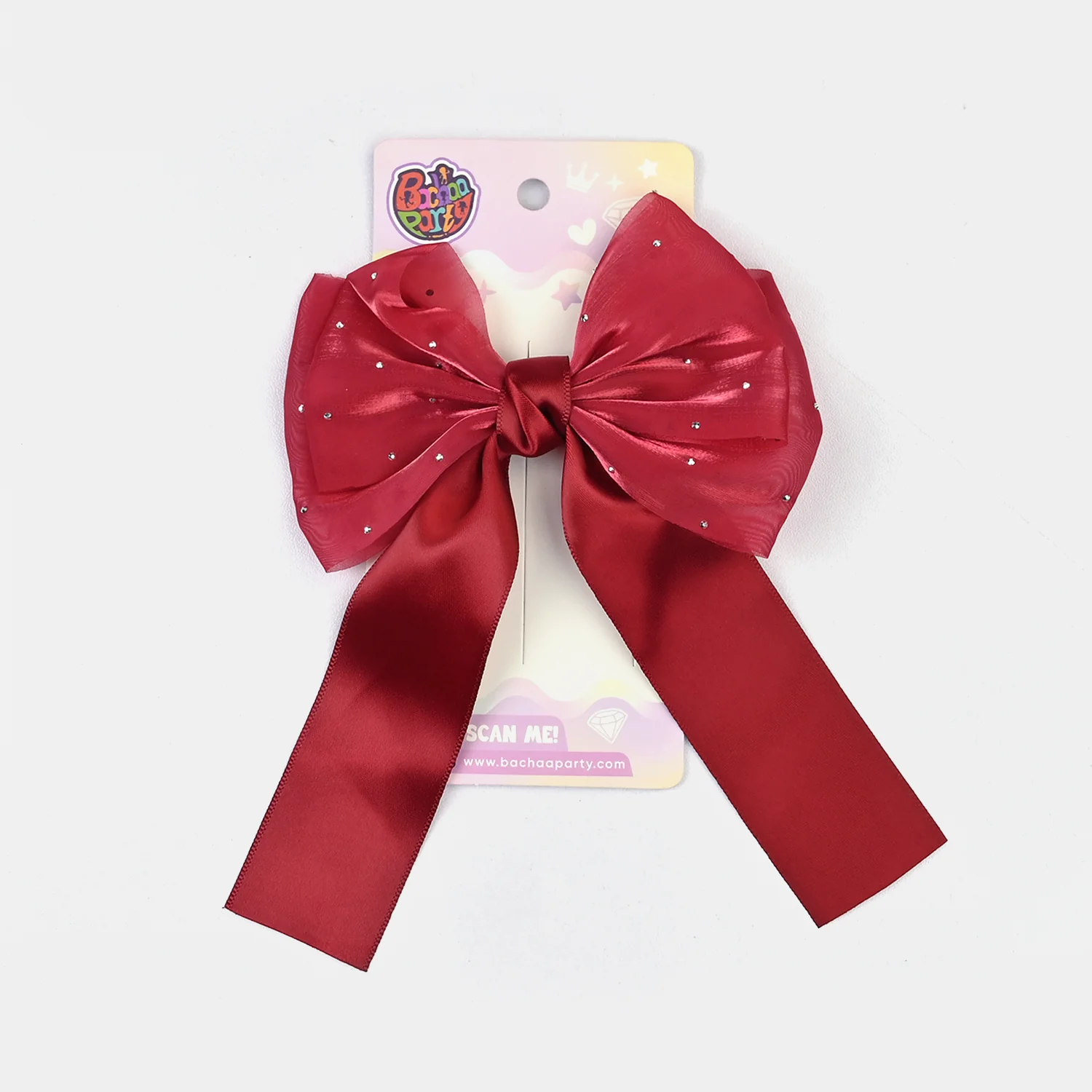 Cute Fabric Bow Hair Pin with Metal Clip - Image 3