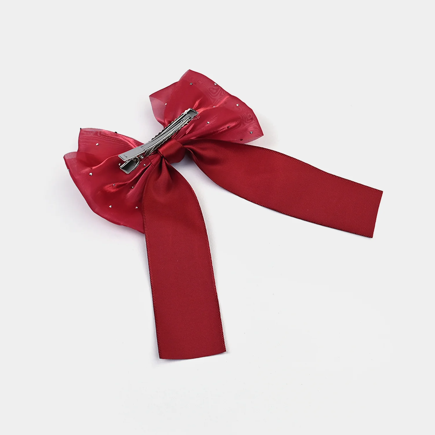 Cute Fabric Bow Hair Pin with Metal Clip - Image 4