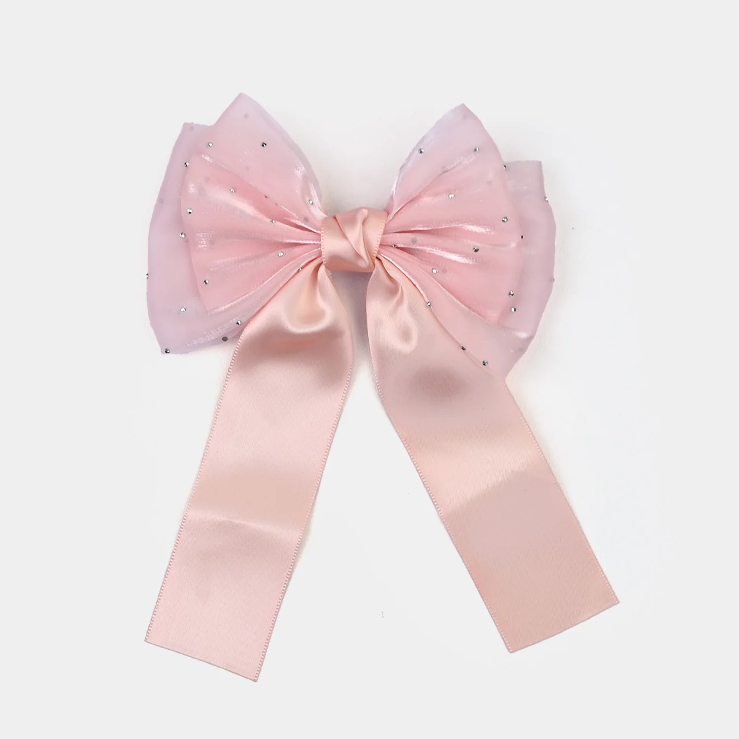 Cute Fabric Bow Hair Pin with Metal Clip - Image 2