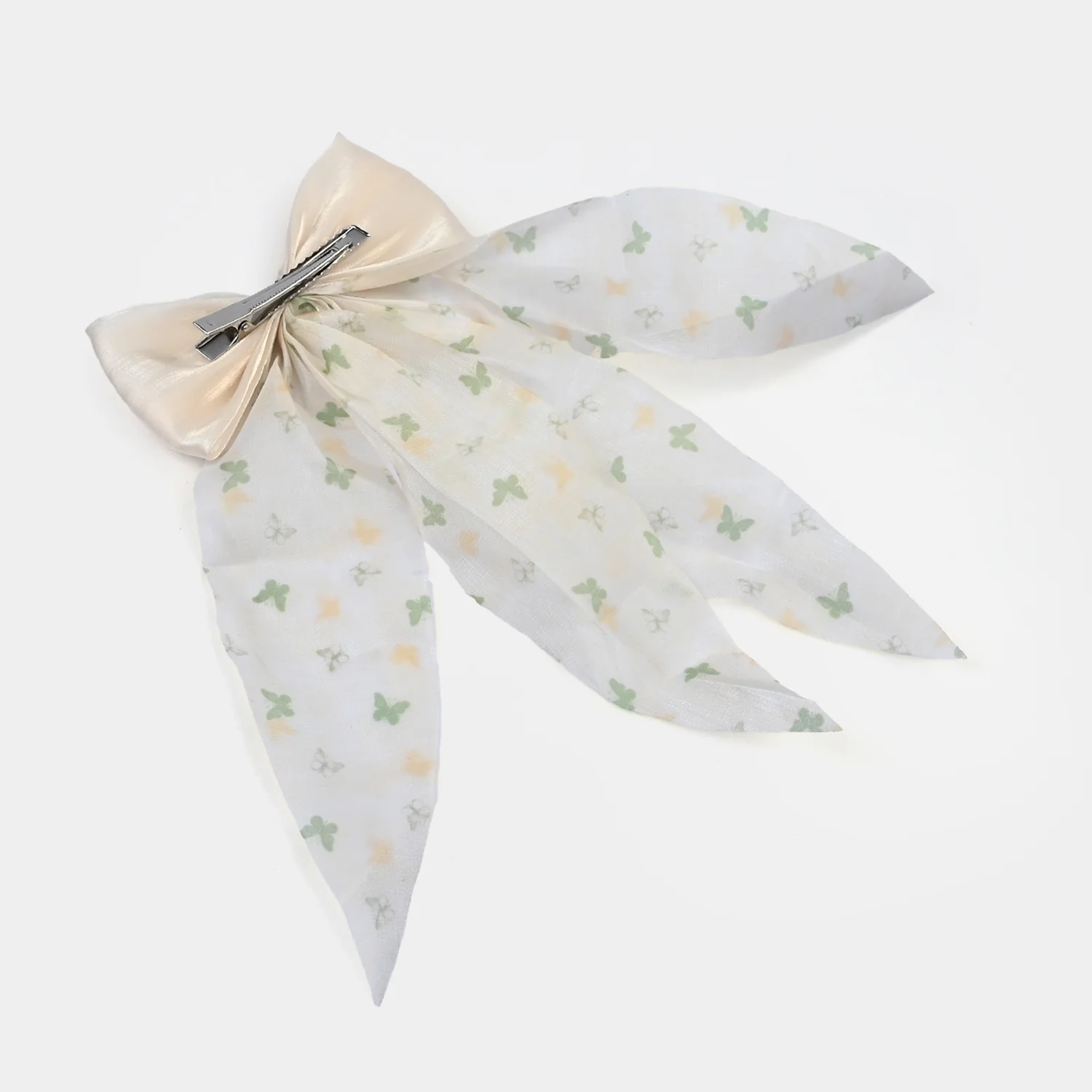 Cute Fabric Bow Hair Pin with Metal Clip - Image 4