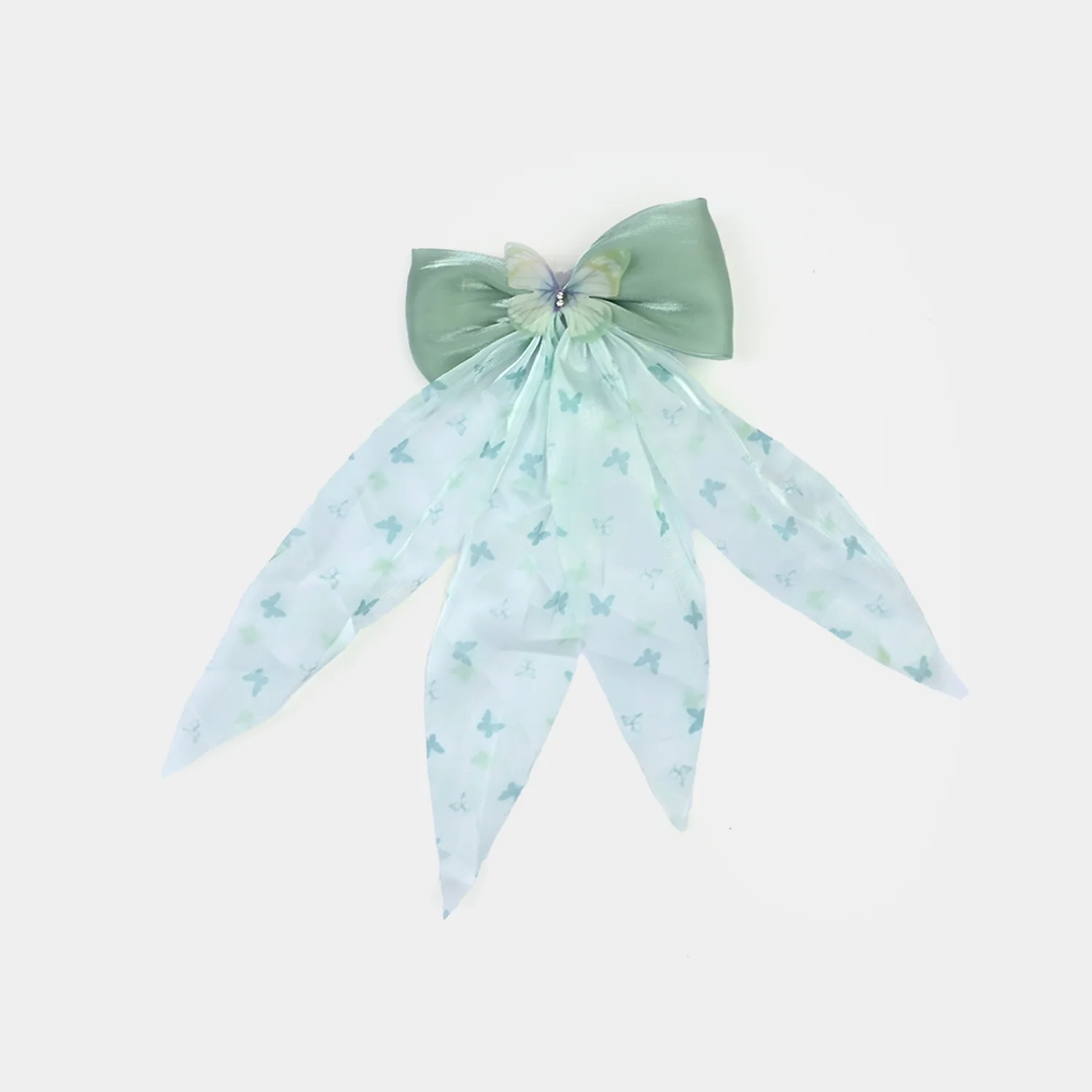 Cute Fabric Bow Hair Pin with Metal Clip - Image 2