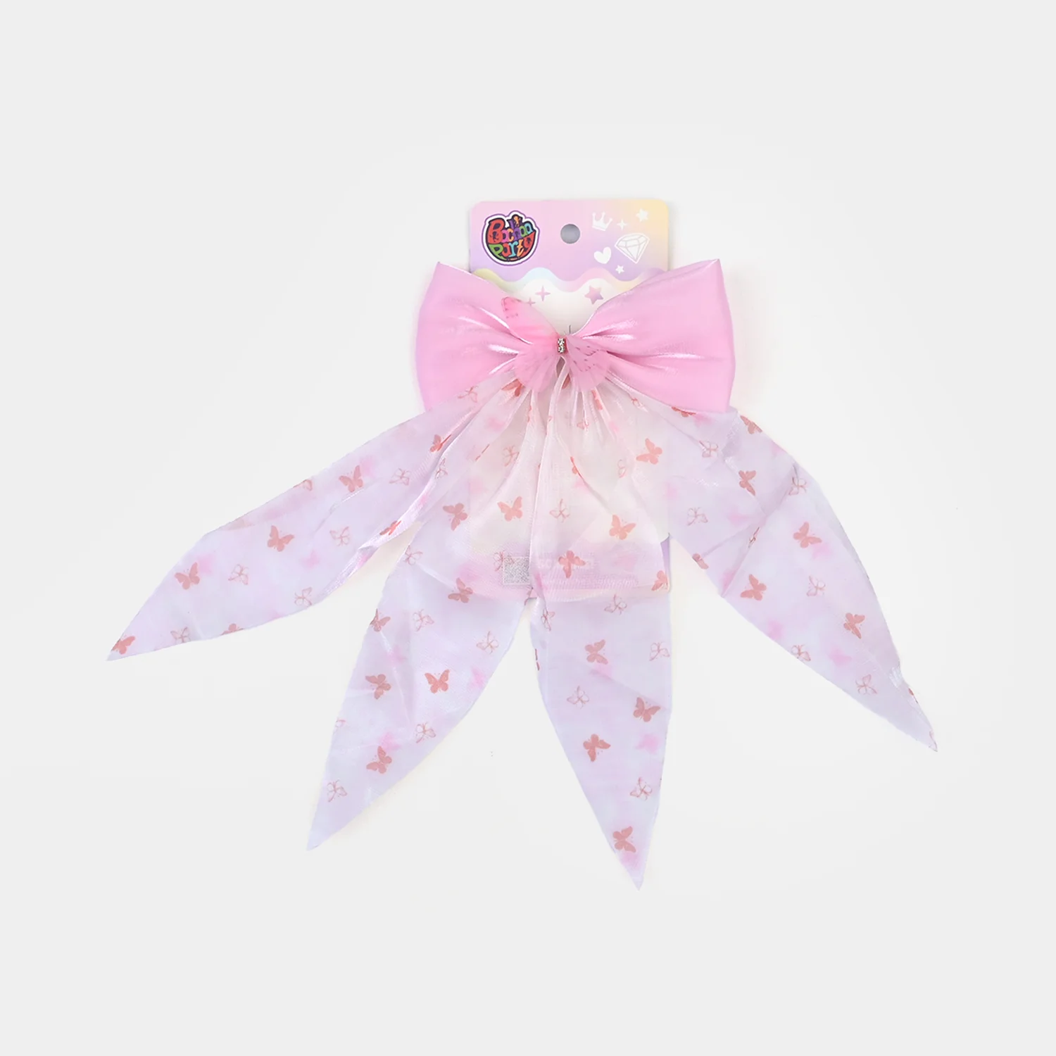 Cute Fabric Bow Hair Pin with Metal Clip - Image 3