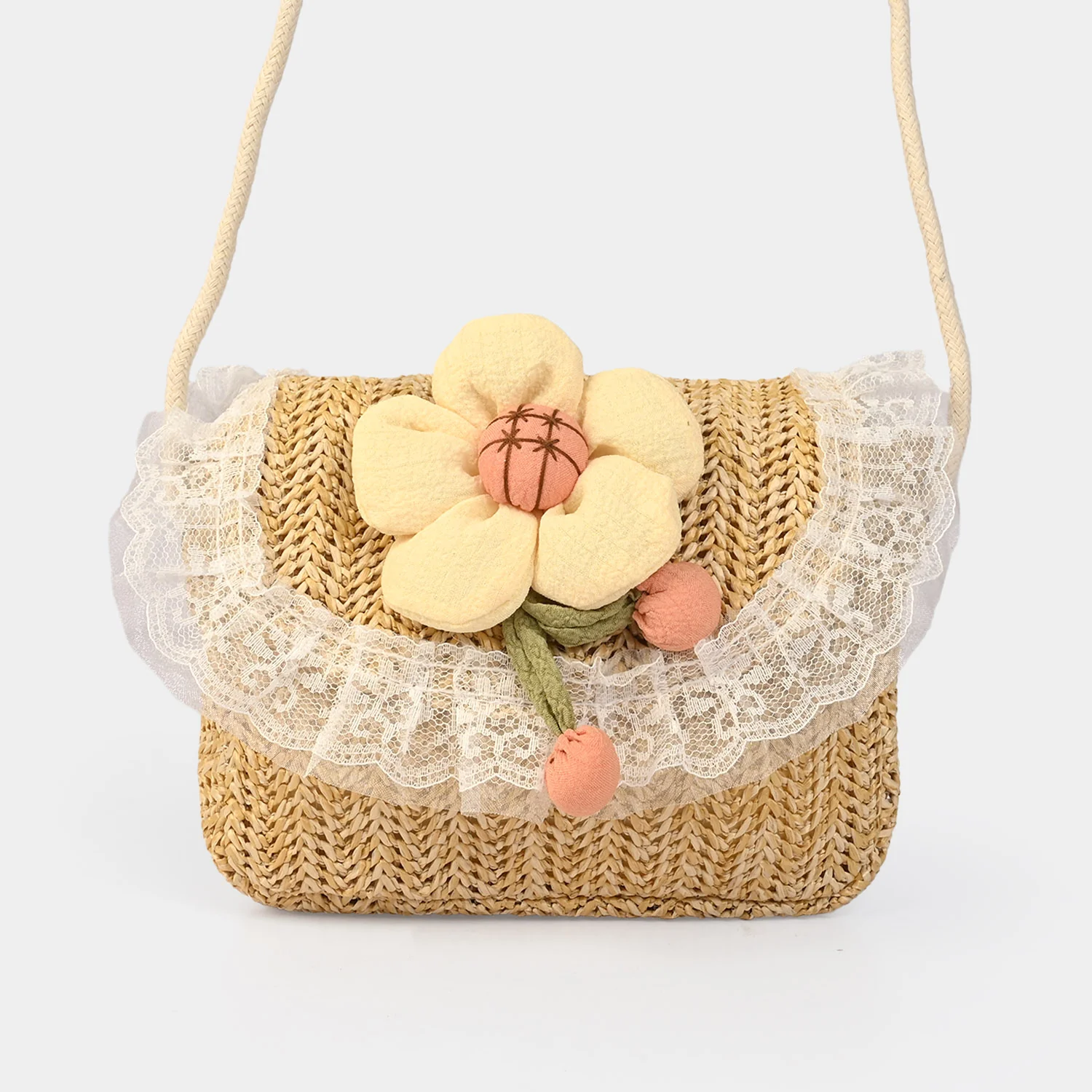 Fashion Handbag With Lace & Flower - Image 2