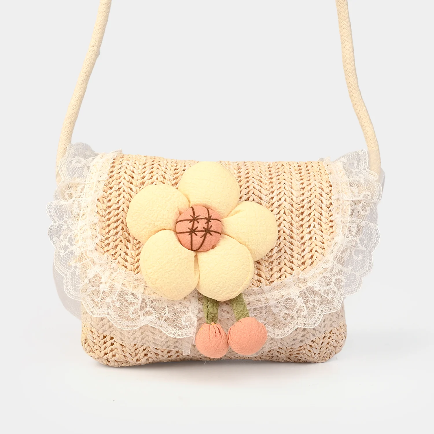 Fashion Handbag With Lace & Flower - Image 2