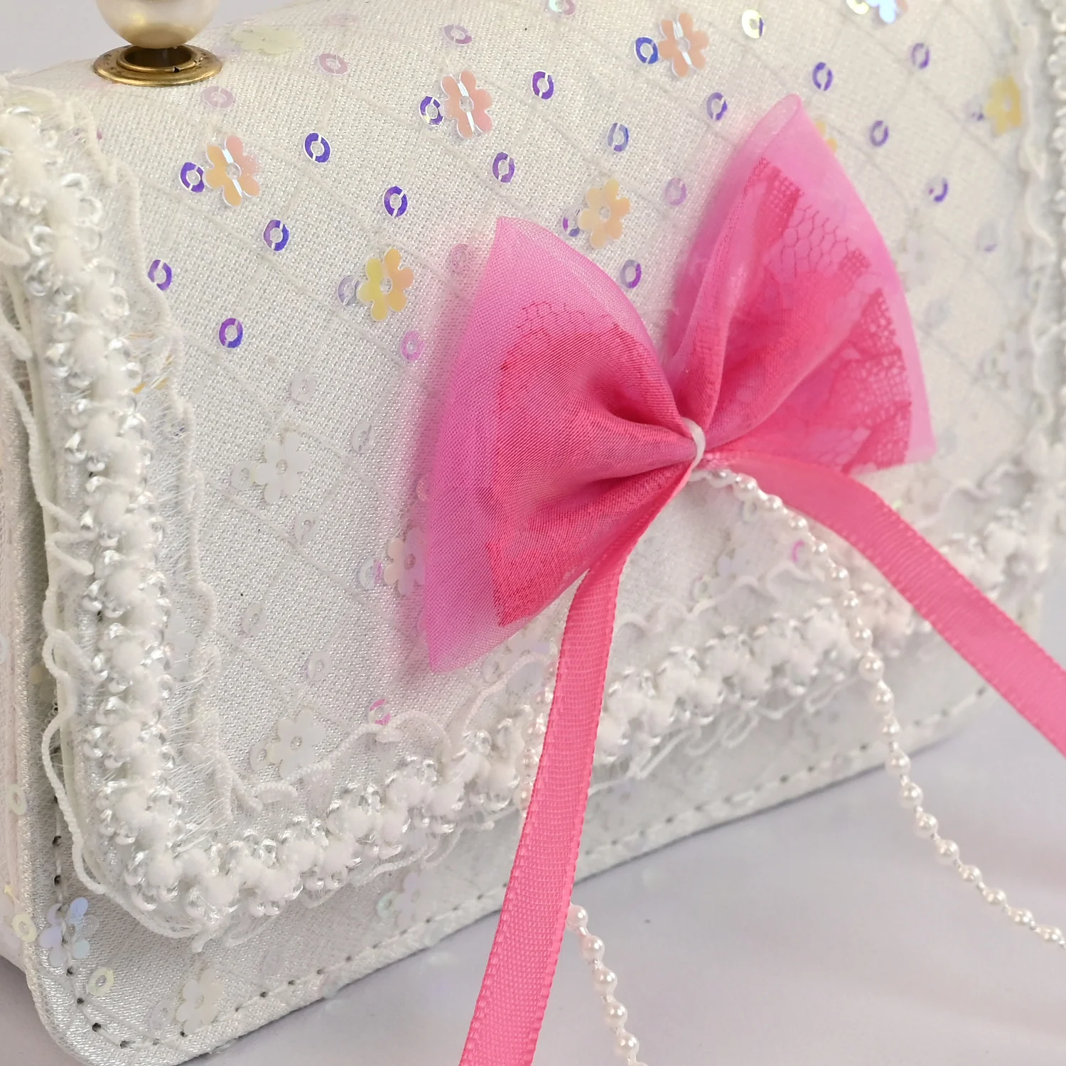 Little Girls' Fancy Pearl Handle Party Purse/Handbag - Image 3