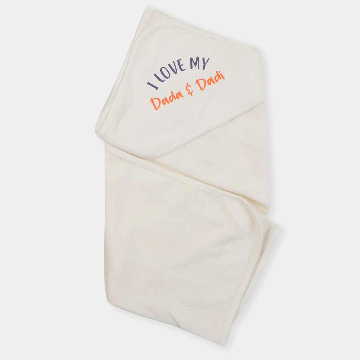 Infant Baby Bath Towel Dada & Dadi - White