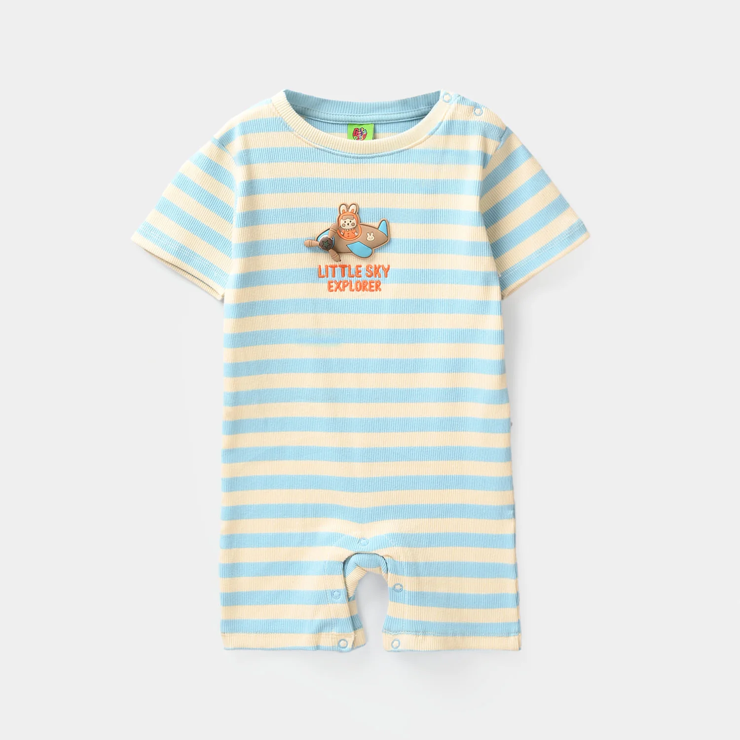 Infant Boys Rib Knitted Romper (Stripes) - Blue
