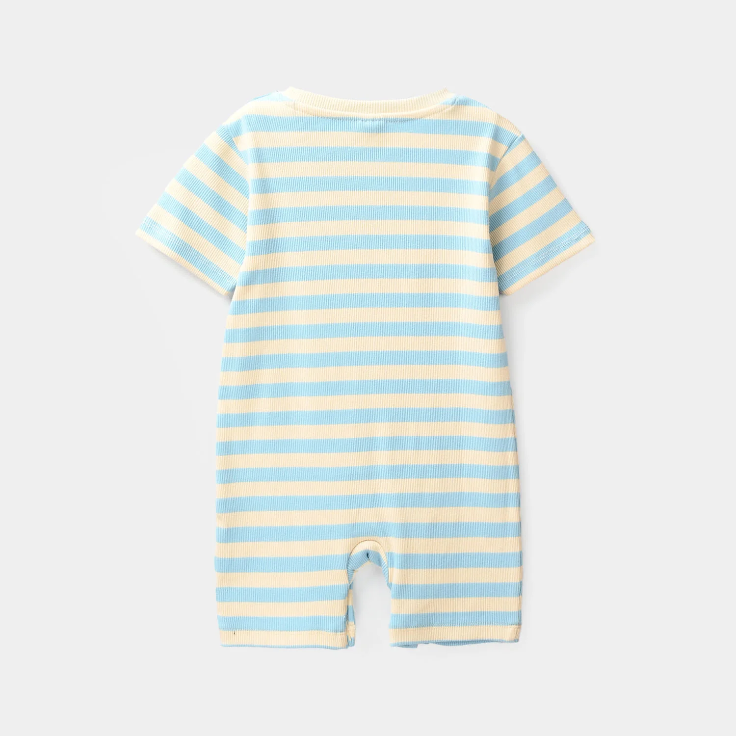 Infant Boys Rib Knitted Romper (Stripes) - Blue - Image 4