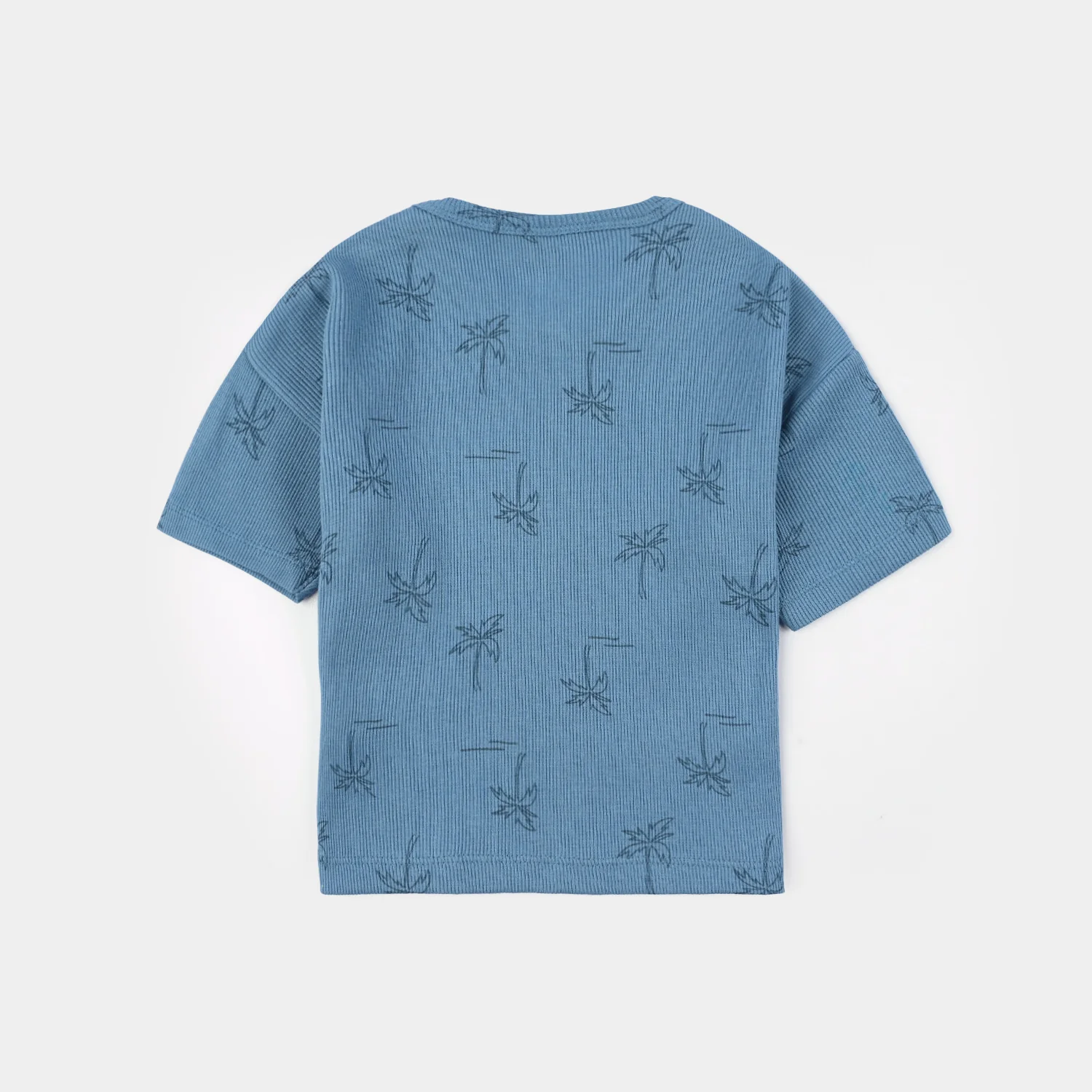 Infant Boys 2x1 Rib T-Shirt (Palm Tree) - Blue - Image 4