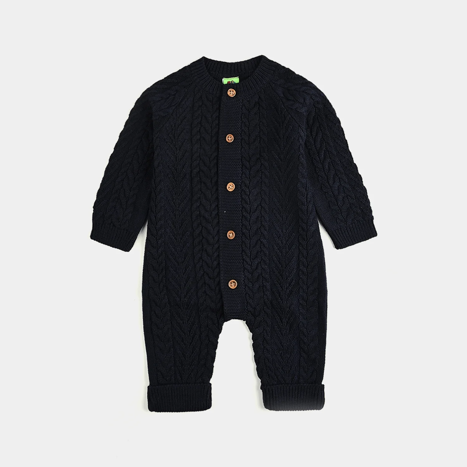 Infant Boys Acrylic Romper Cabling - Navy - Image 5