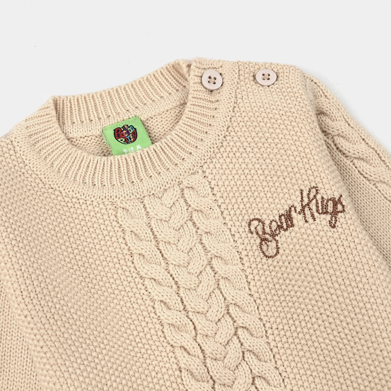 Infant Boys Acrylic Suit-Bear Hug-BEIGE - Image 5