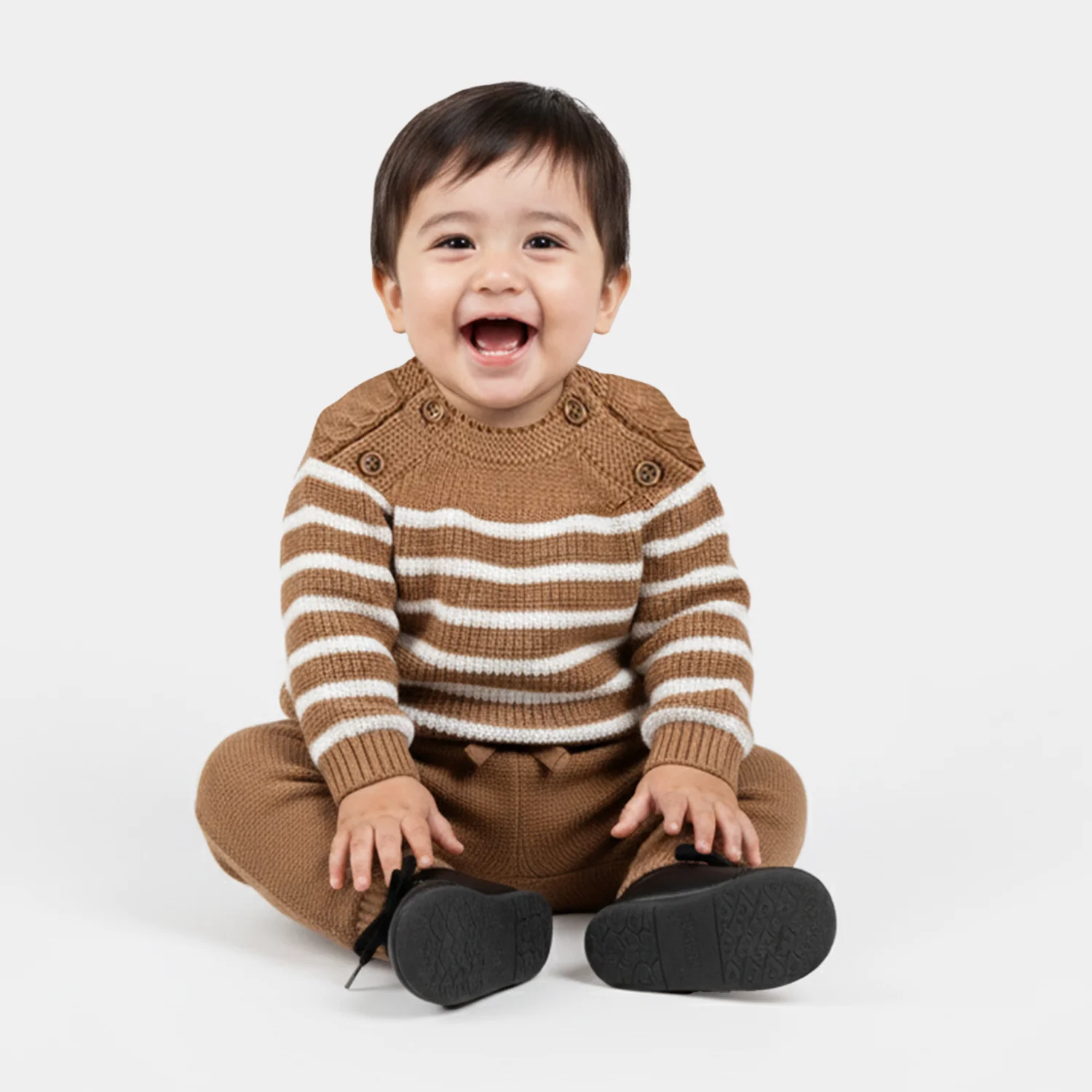 Infant Boys Acrylic Suit (Moss) - Light Brown
