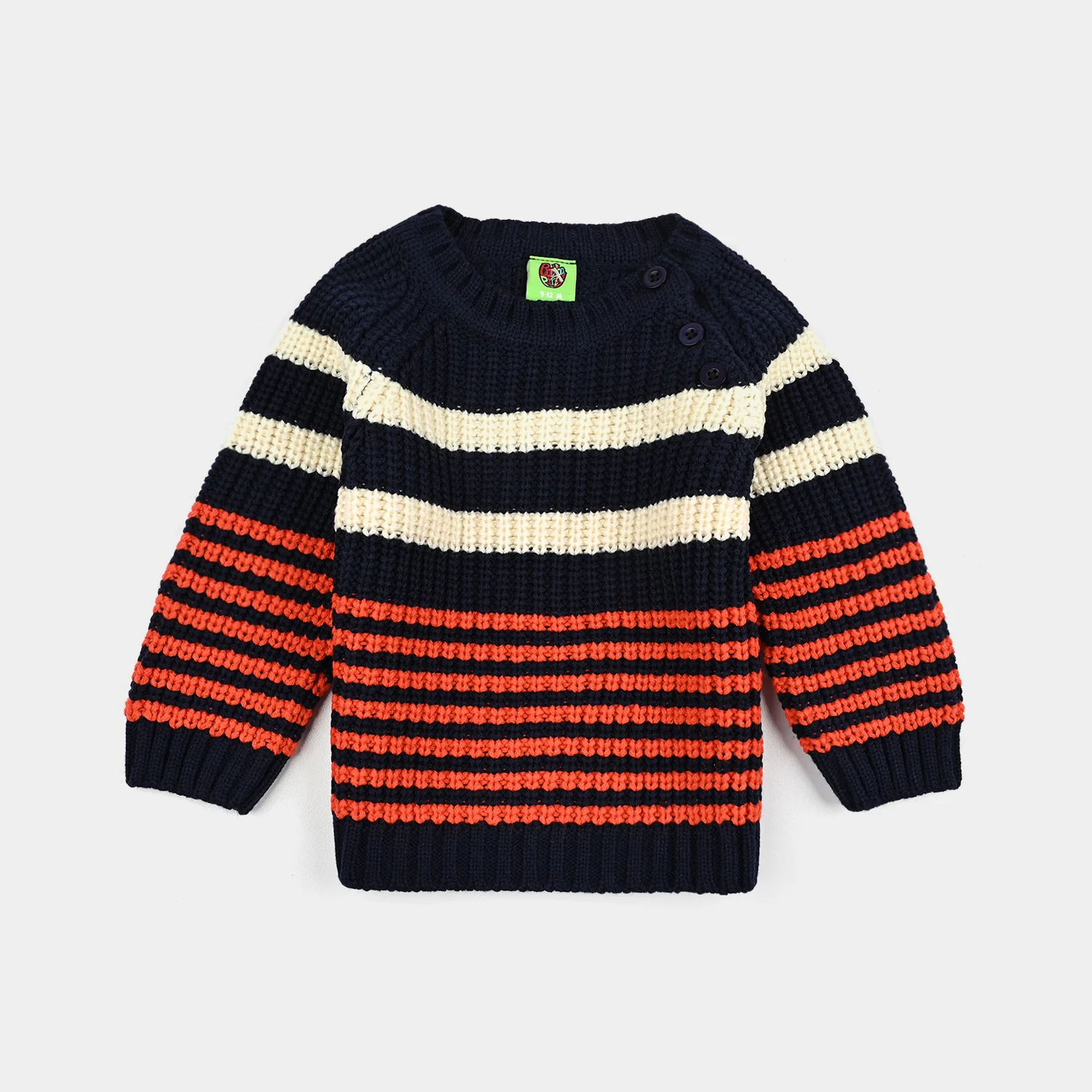 Infant Boys Acrylic Suit-Stripe Fusion-Navy.Rust - Image 2