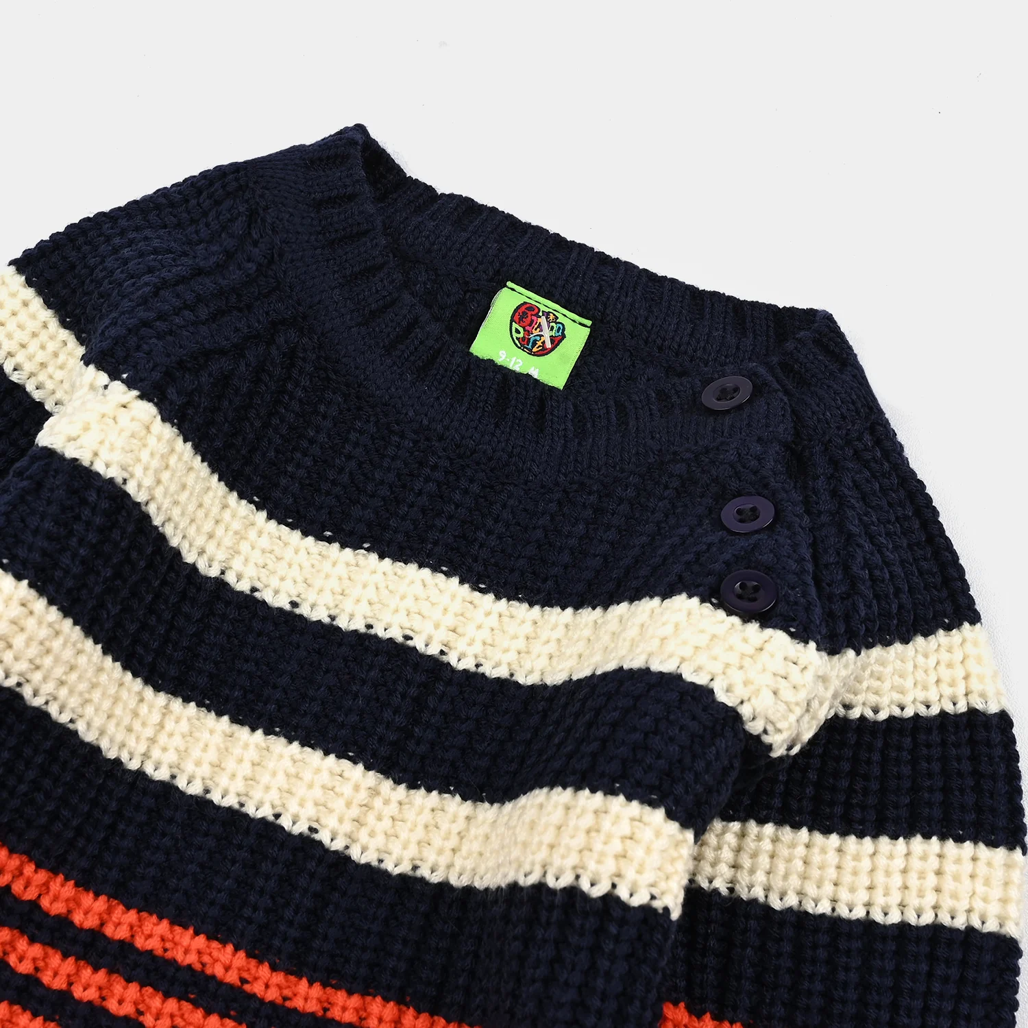 Infant Boys Acrylic Suit-Stripe Fusion-Navy.Rust - Image 3