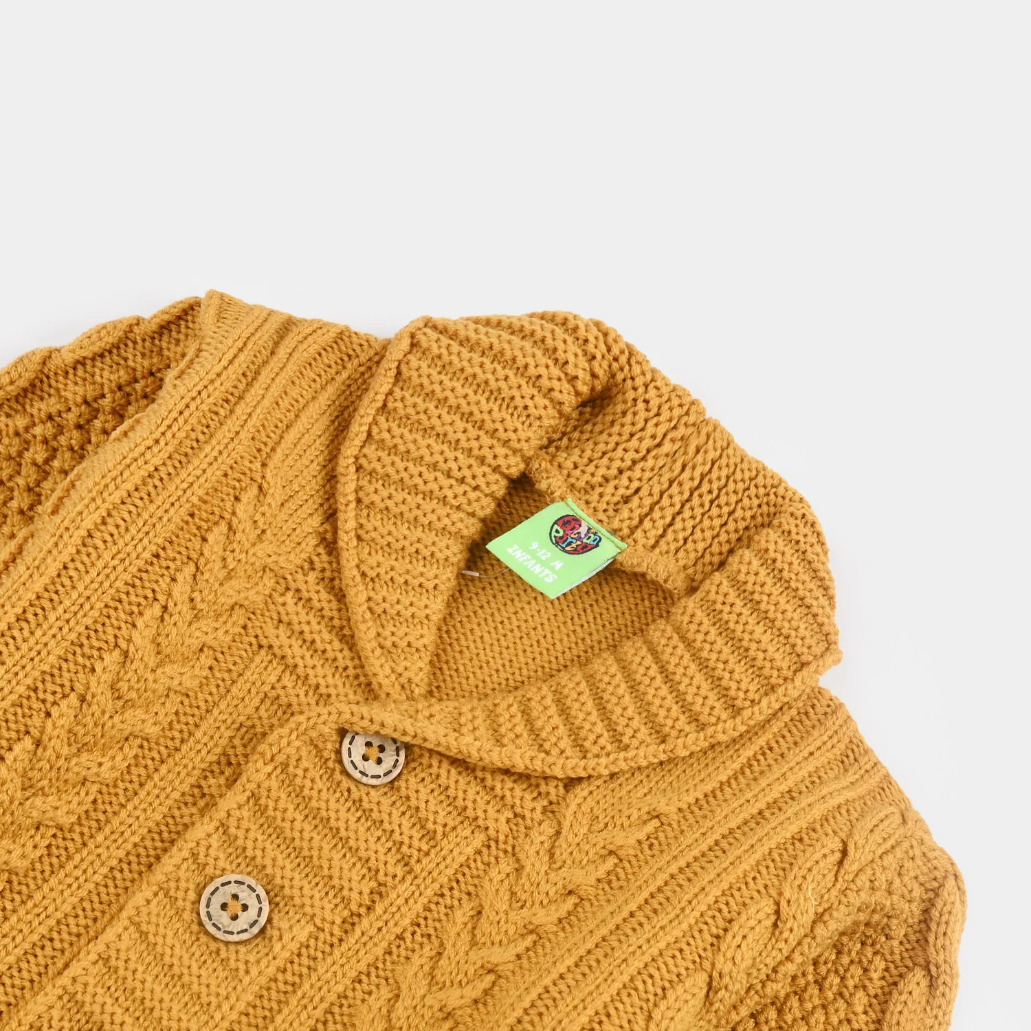 Infant Boys Acrylic Sweater-Cardigan-Mustard - Image 3