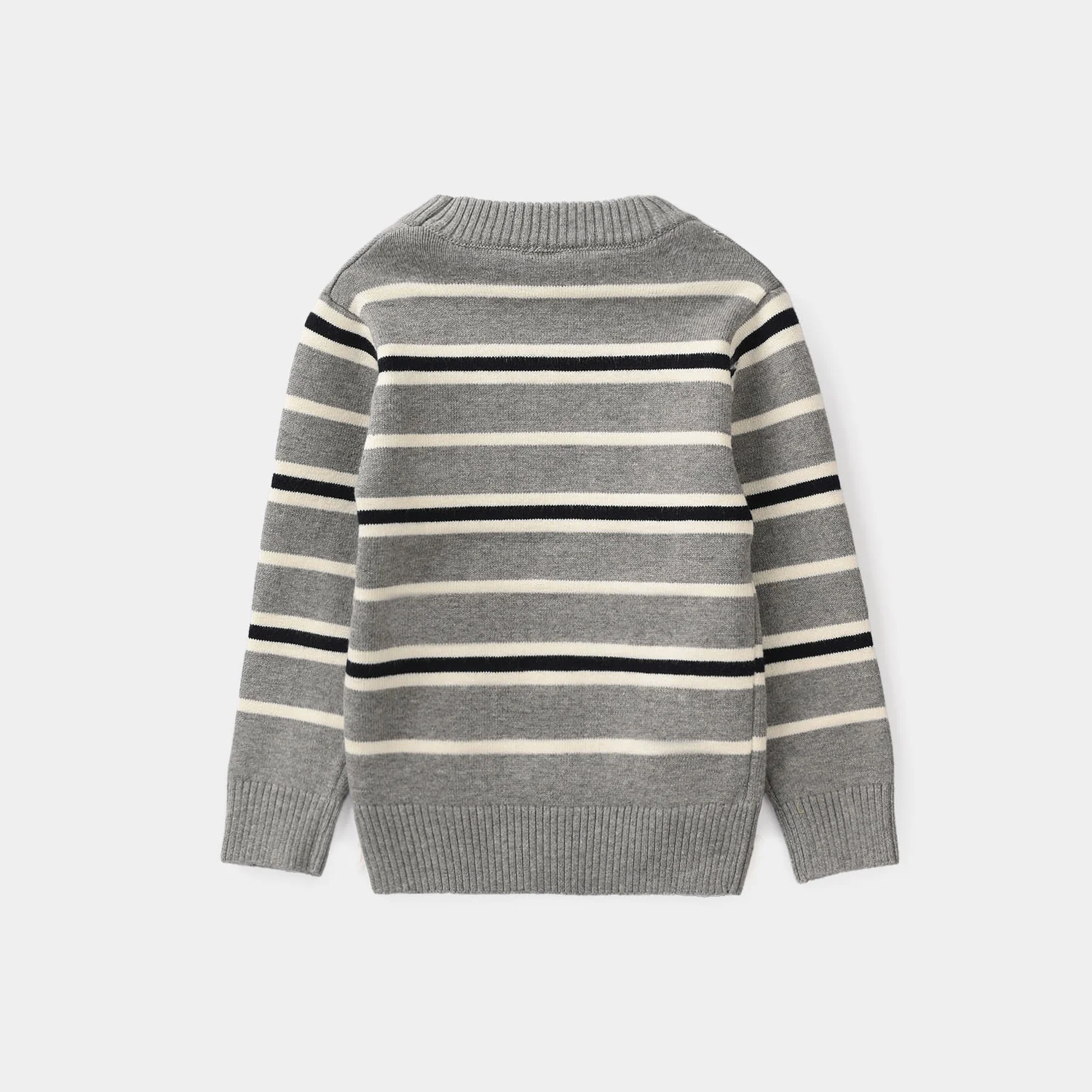 Infant Boys Acrylic Sweater-Grey Stripes - Image 3