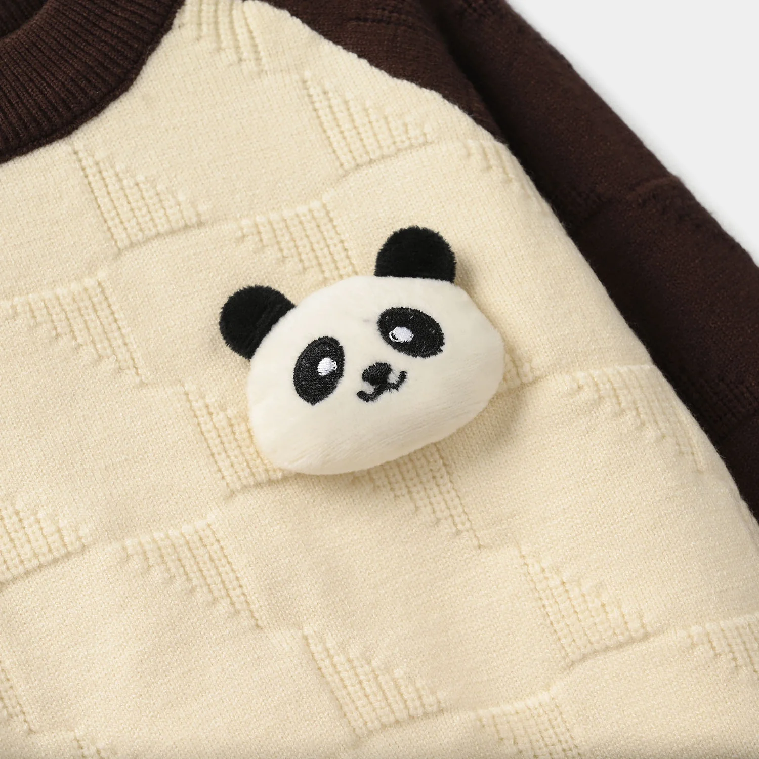 Infant Boys Acrylic Sweater-Panda-Off White - Image 2
