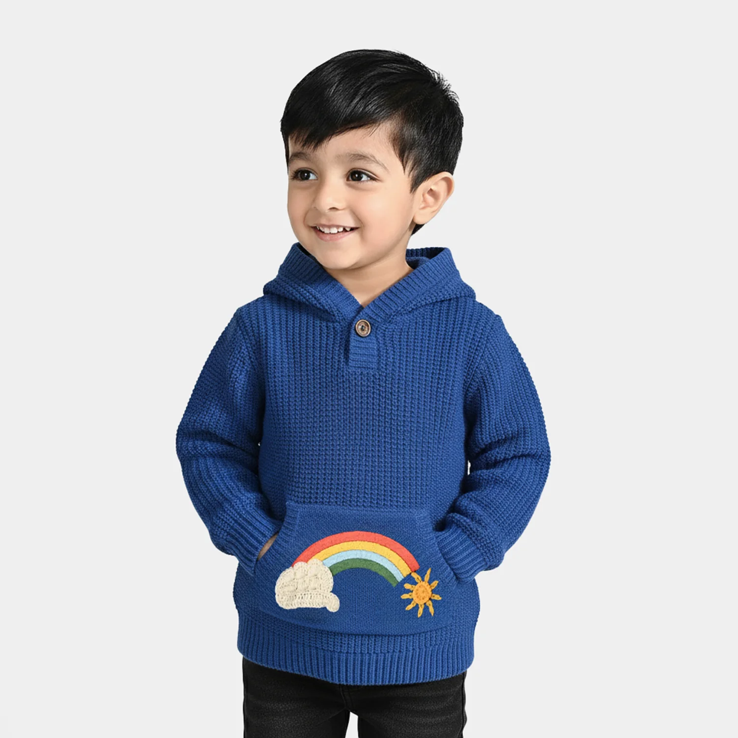 Infant Boys Acrylic Sweater (Rainbow) - Royal Blue - Image 2