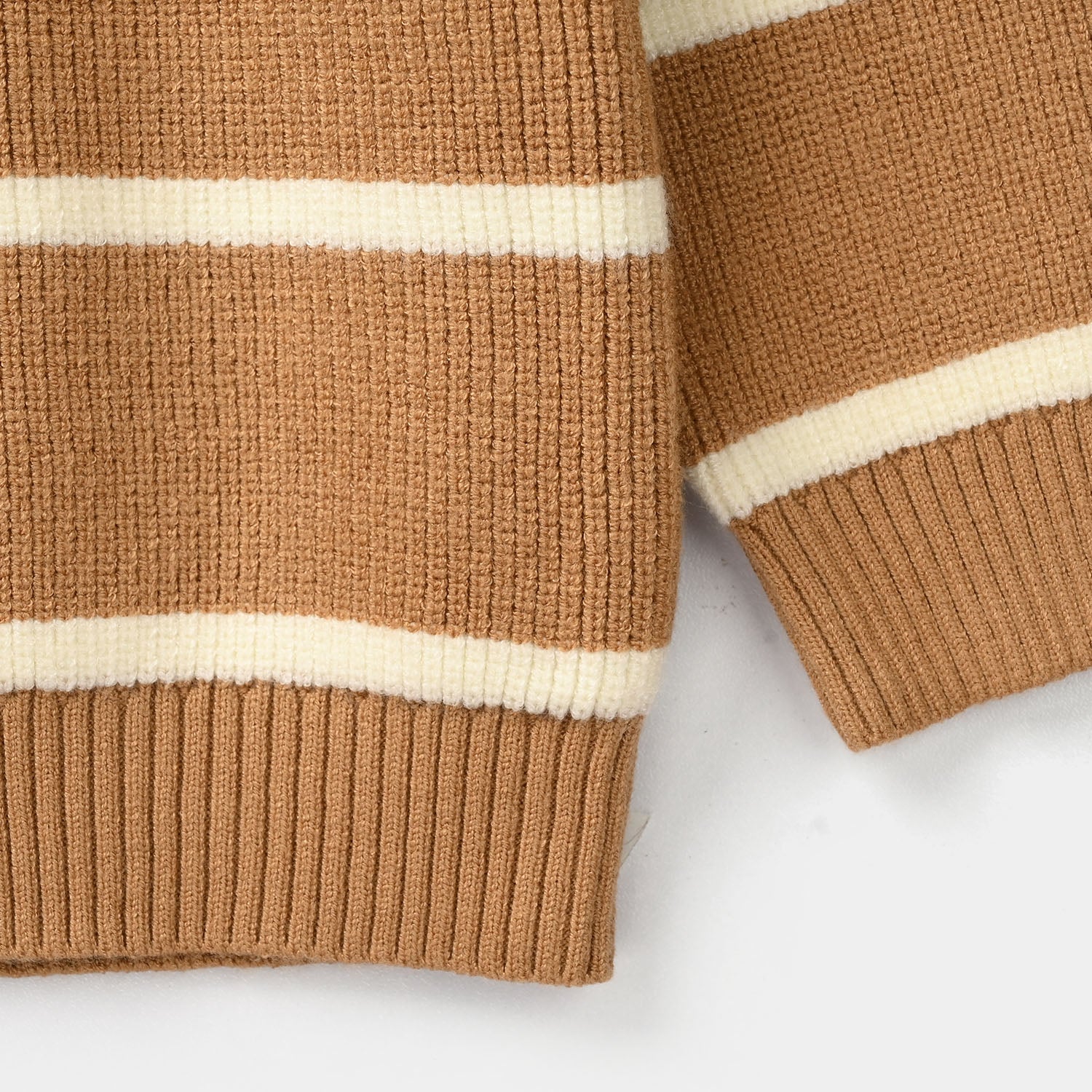 Infant Boys Acrylic Sweater-Stripe Mock Neck - Brown - Image 3