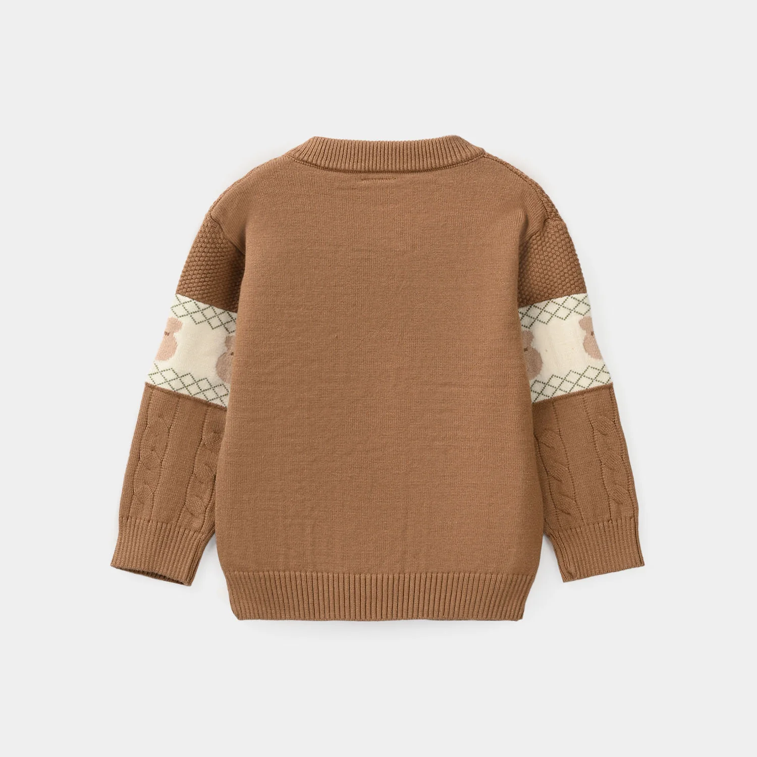 Infant Boys Acrylic sweater-Textured Bear-BROWN - Image 4