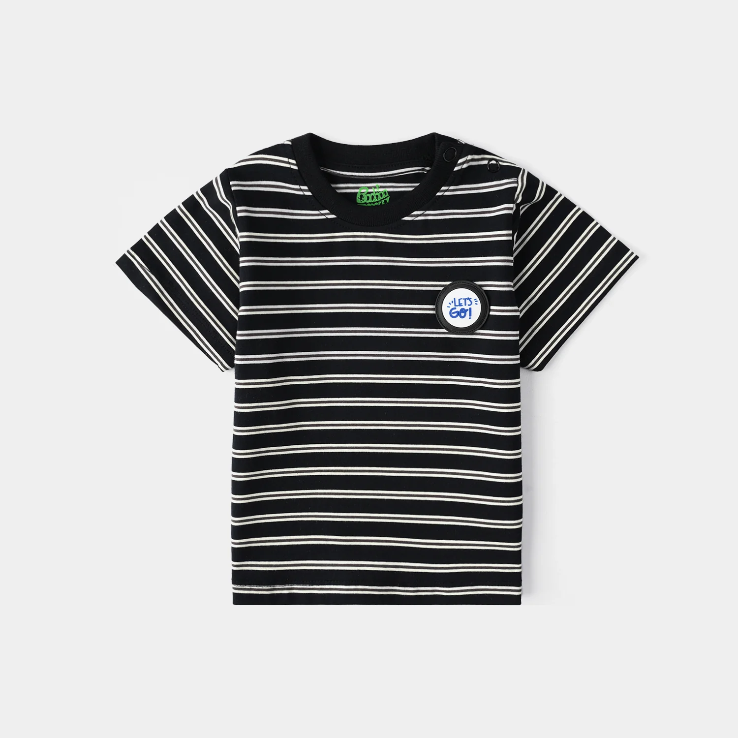 Infant Boys Yarn Dyed Round Neck T-Shirt Lets Go - Black