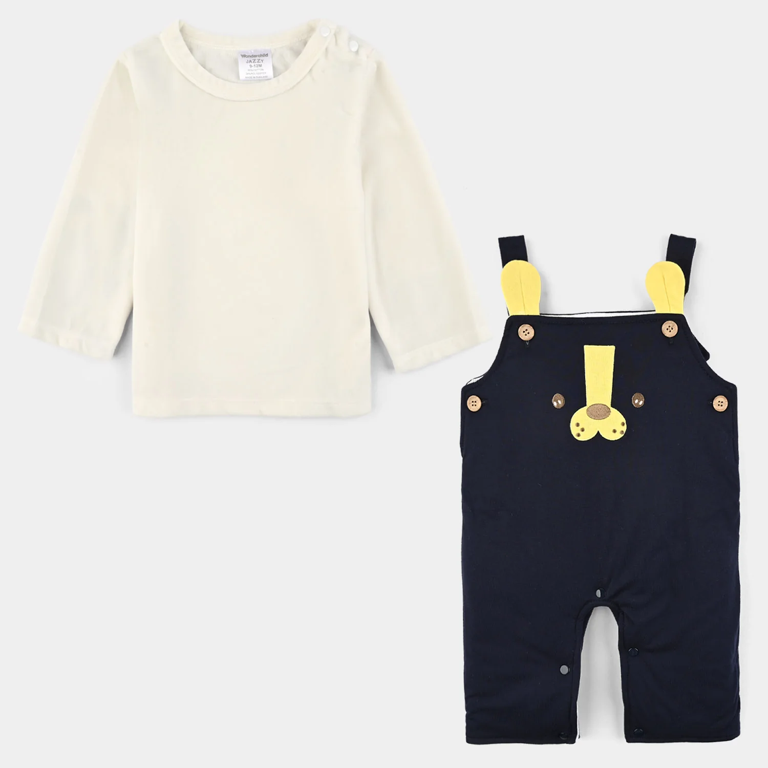 Infant Boys Cotton Interlock 2PC Suit - Navy/Off White