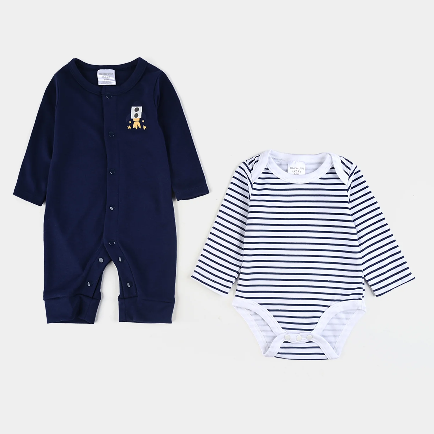 Infant Boys Cotton Interlock 5 PC Set-Navy/Stripe - Image 2