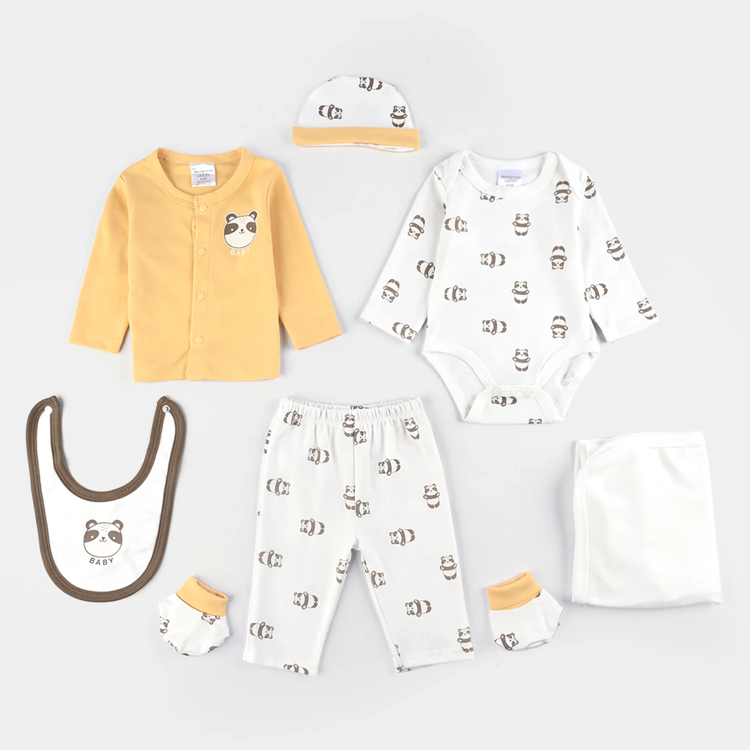 Infant Boys Cotton Interlock 7 PC Set-Yellow/White