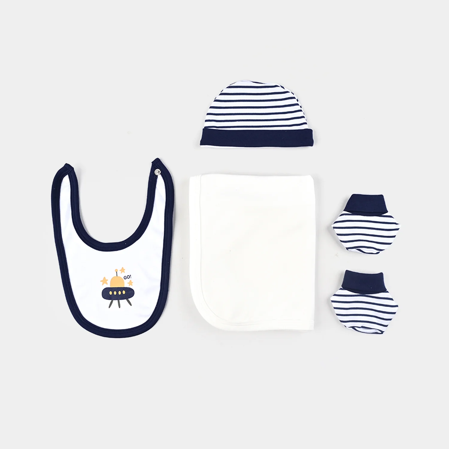 Infant Boys Cotton Interlock 7 PC Set-Navy Stripe - Image 2