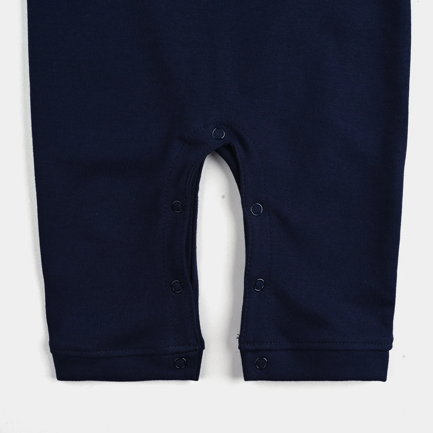 Infant Boys Cotton Interlock Grey Coat Style Romper- Navy-White - Image 5