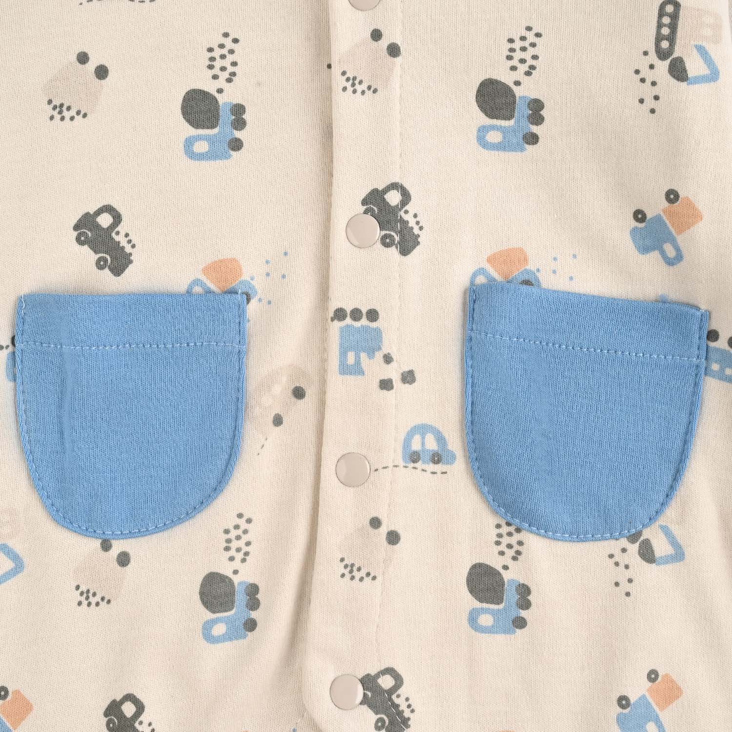 Infant Boys Cotton Interlock Romper-BEIGE - Image 3
