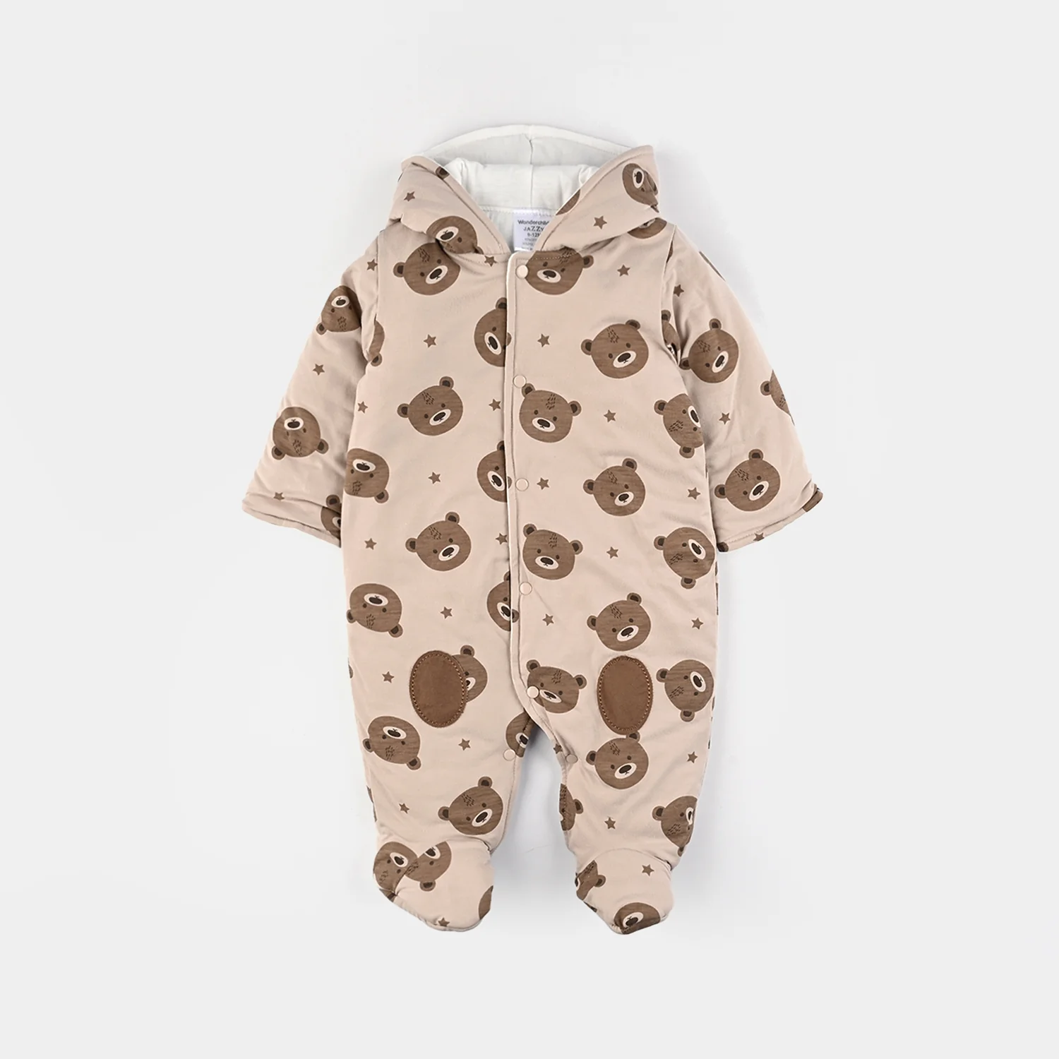 Infant Boys Cotton Interlock Romper - Beige