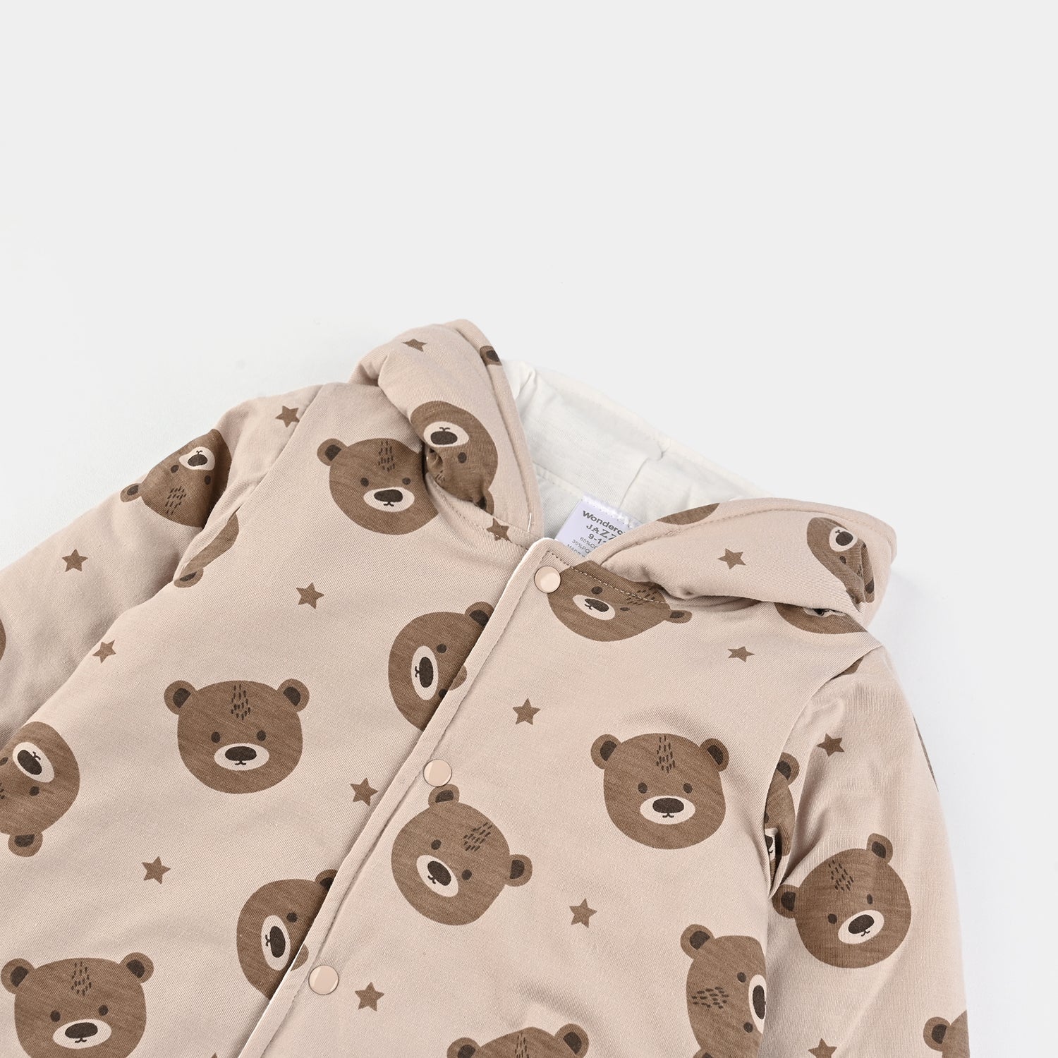 Infant Boys Cotton Interlock Romper - Beige - Image 2