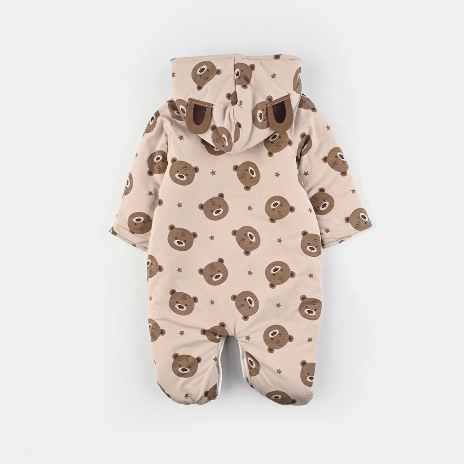 Infant Boys Cotton Interlock Romper - Beige - Image 3
