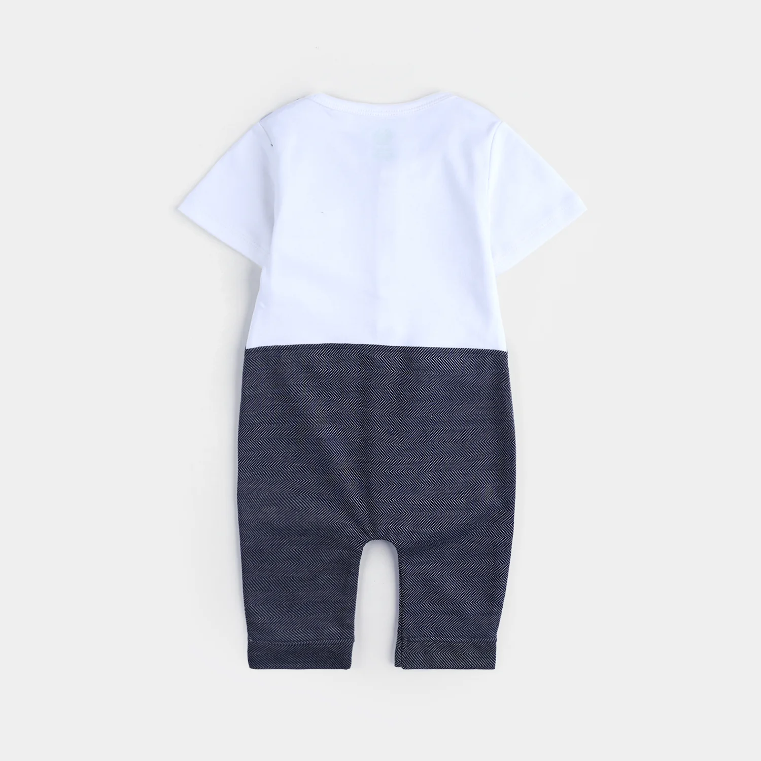 Infant Boys Cotton Interlock Romper CONTRAST COAT- Blue-White - Image 4