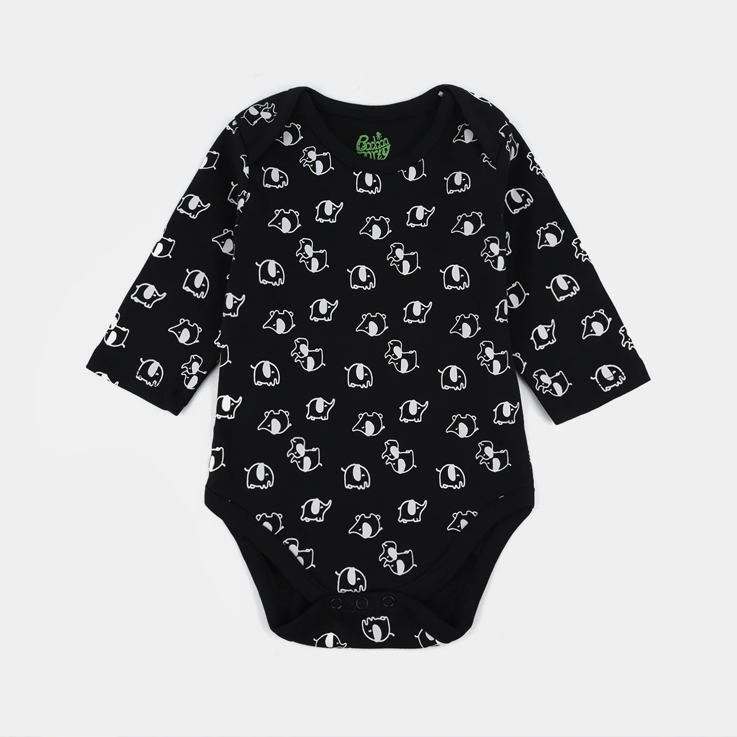 Infant Boys Cotton Interlock Romper (LITTLE ELEPHANT) - BLACK