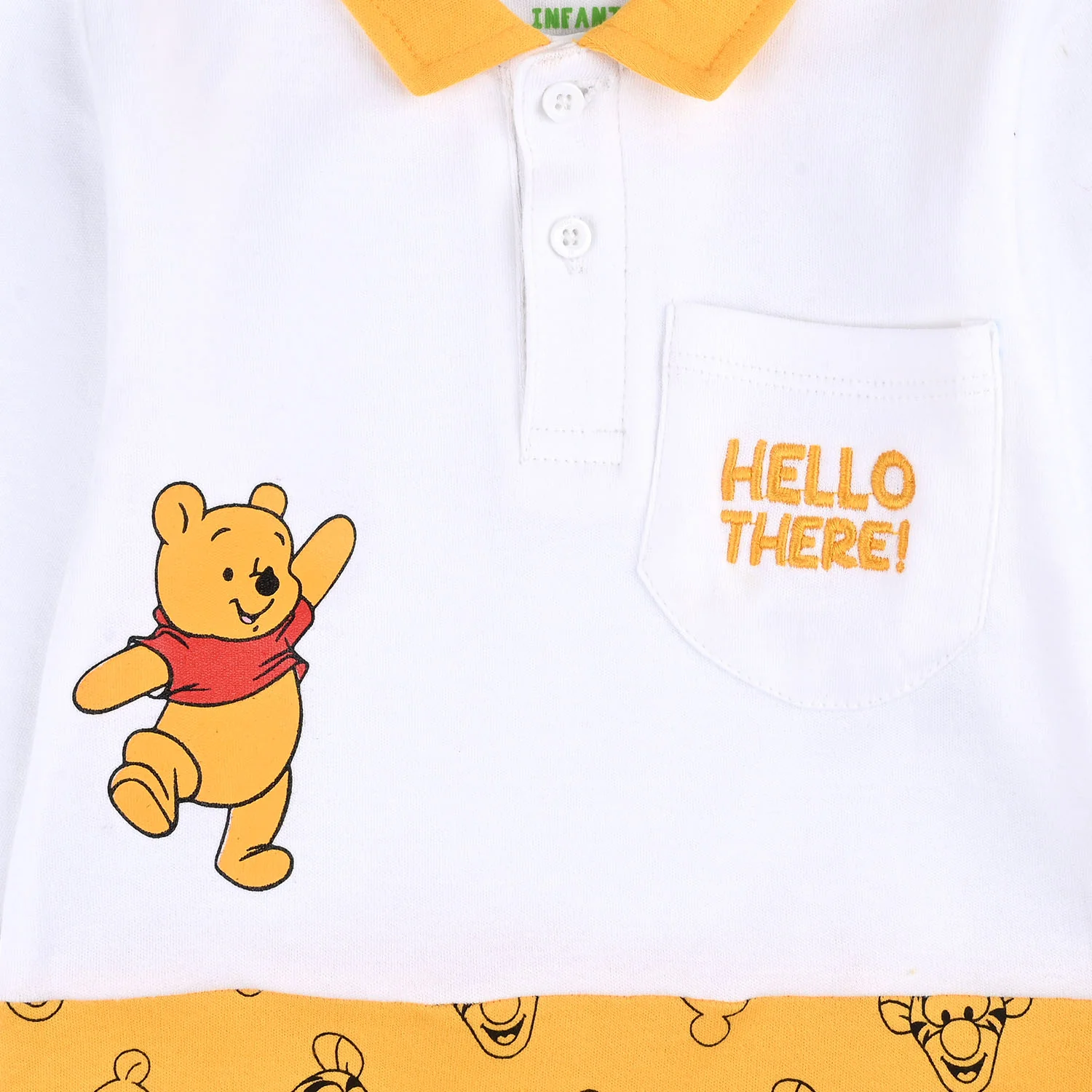 Infant Boys Cotton Interlock Romper - White - Image 3
