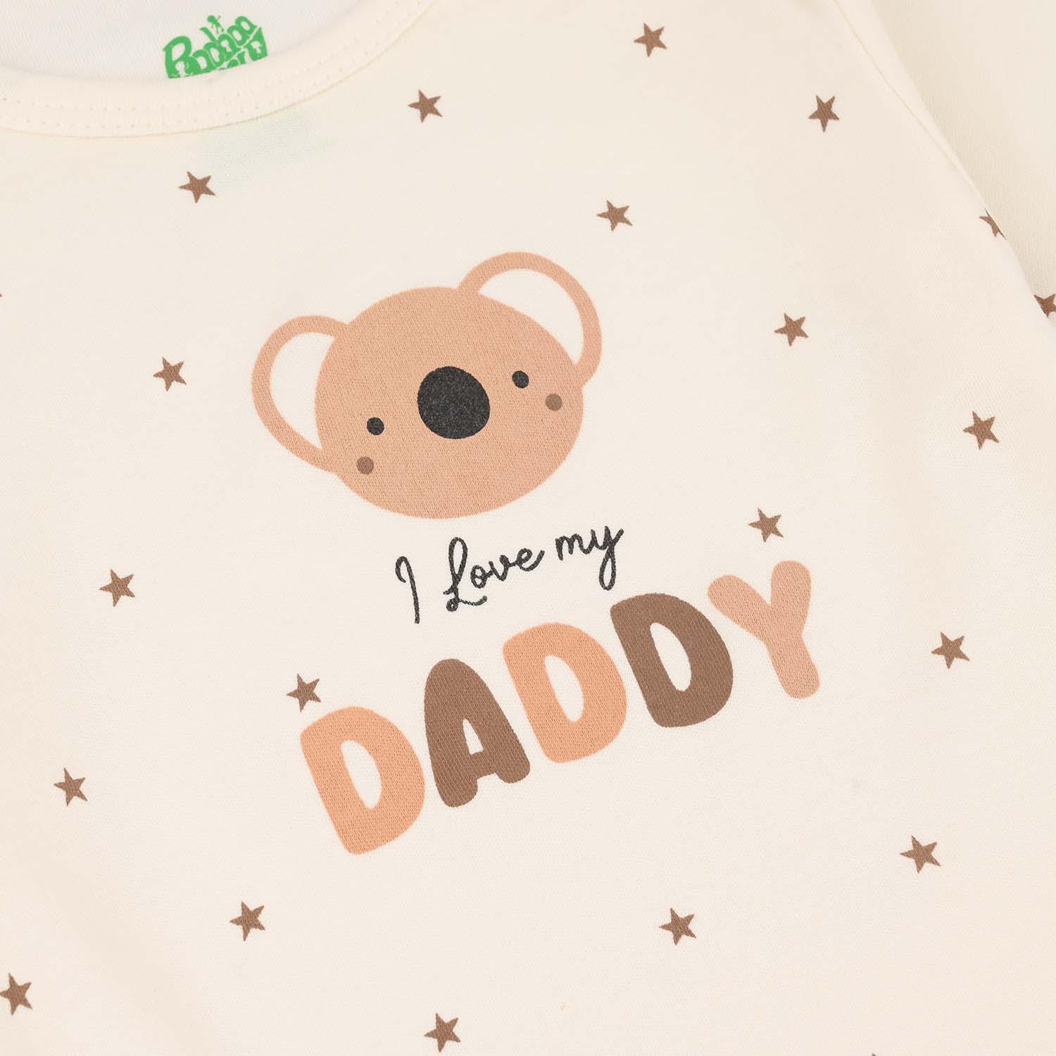 Infant Boys Cotton Interlock Romper (I Love My Daddy) - Off-White - Image 2