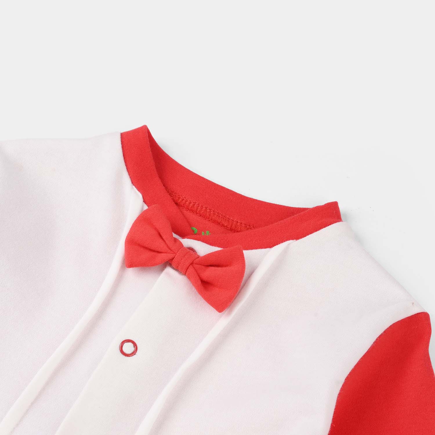 Infant Boys Cotton Interlock Romper (Red Bow) - Red - Image 2