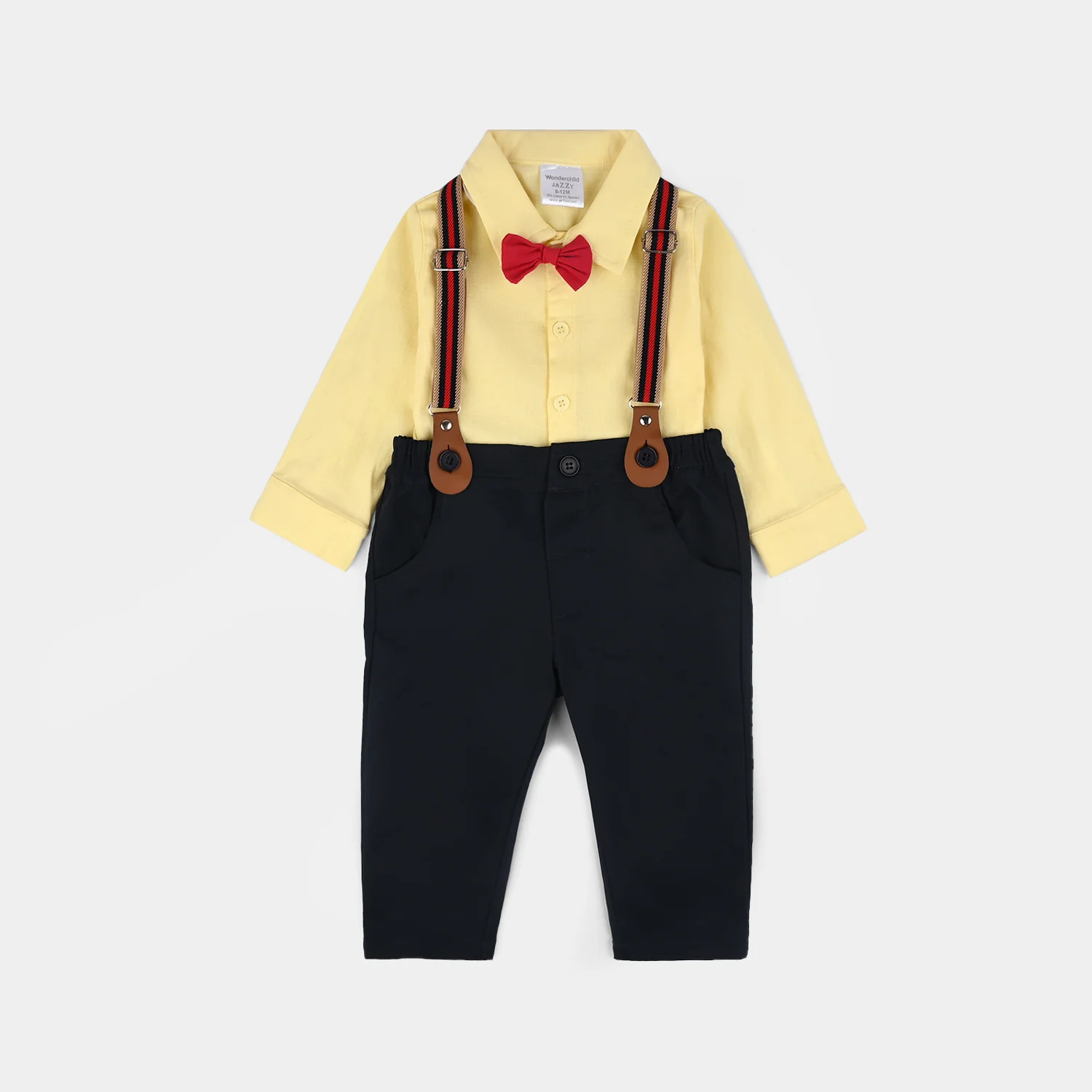 Infant Boys Cotton Interlock Suit-Yellow/Navy