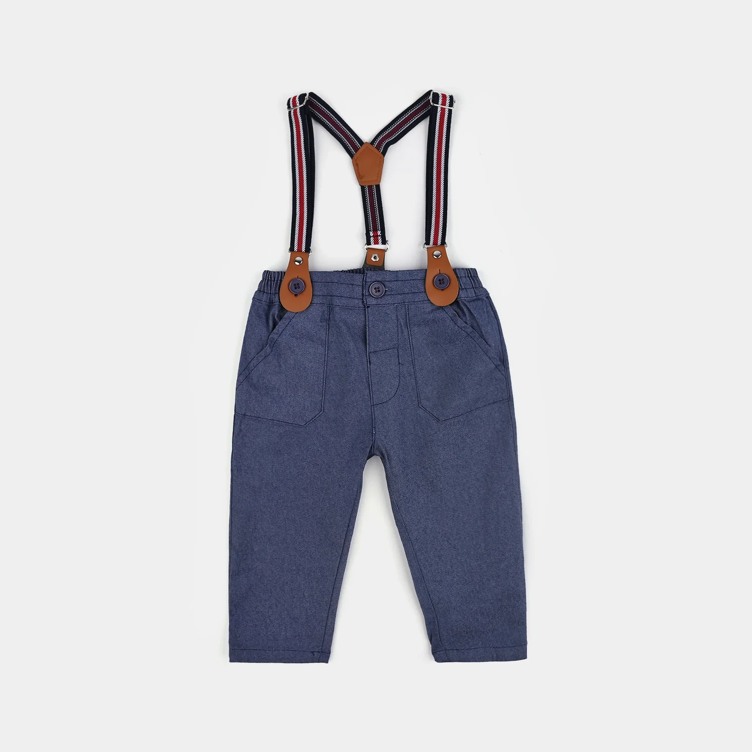 Infant Boys Cotton Interlock Suit-White/Navy - Image 4