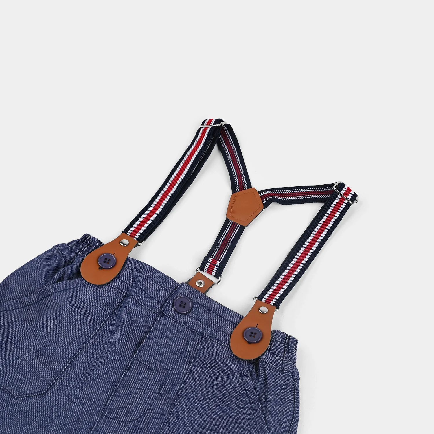 Infant Boys Cotton Interlock Suit-White/Navy - Image 5