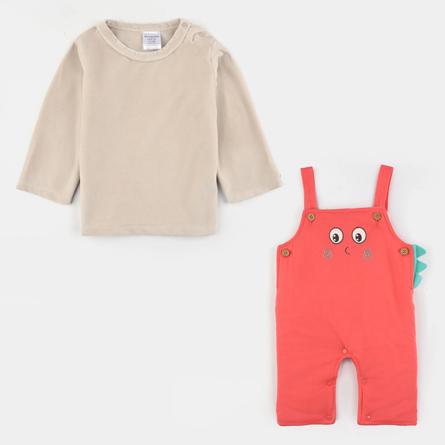 Infant Boys Cotton Interlock Suit - Beige/Orange