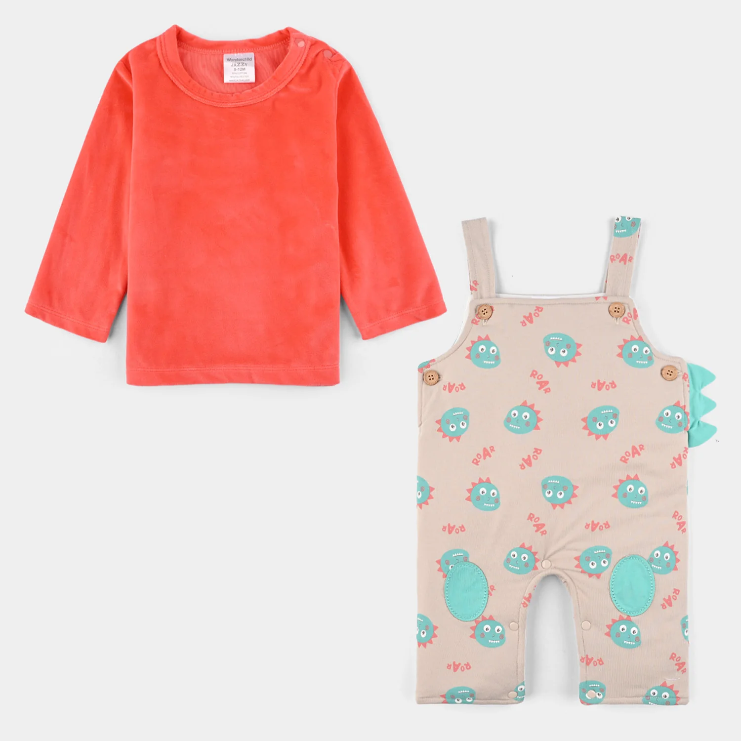 Infant Boys Cotton Interlock Suit-Beige/Orange