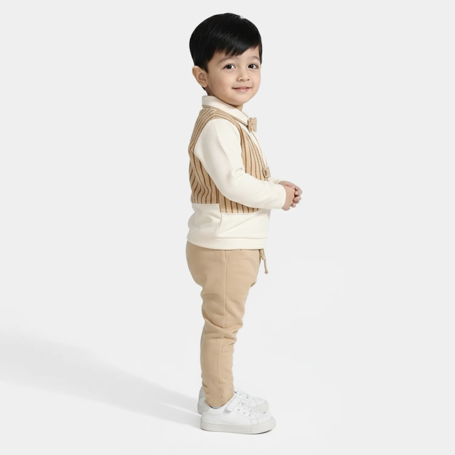 Infant Boys Cotton Interlock Suit BROWN CHIC SUIT - Image 3