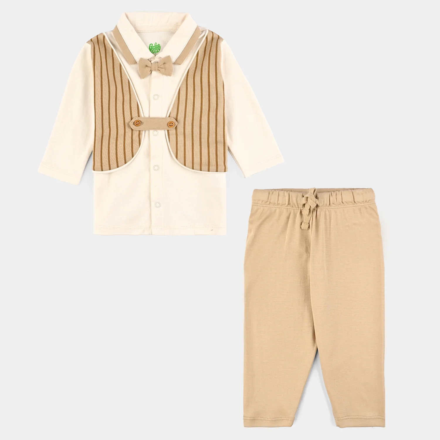 Infant Boys Cotton Interlock Suit BROWN CHIC SUIT - Image 5