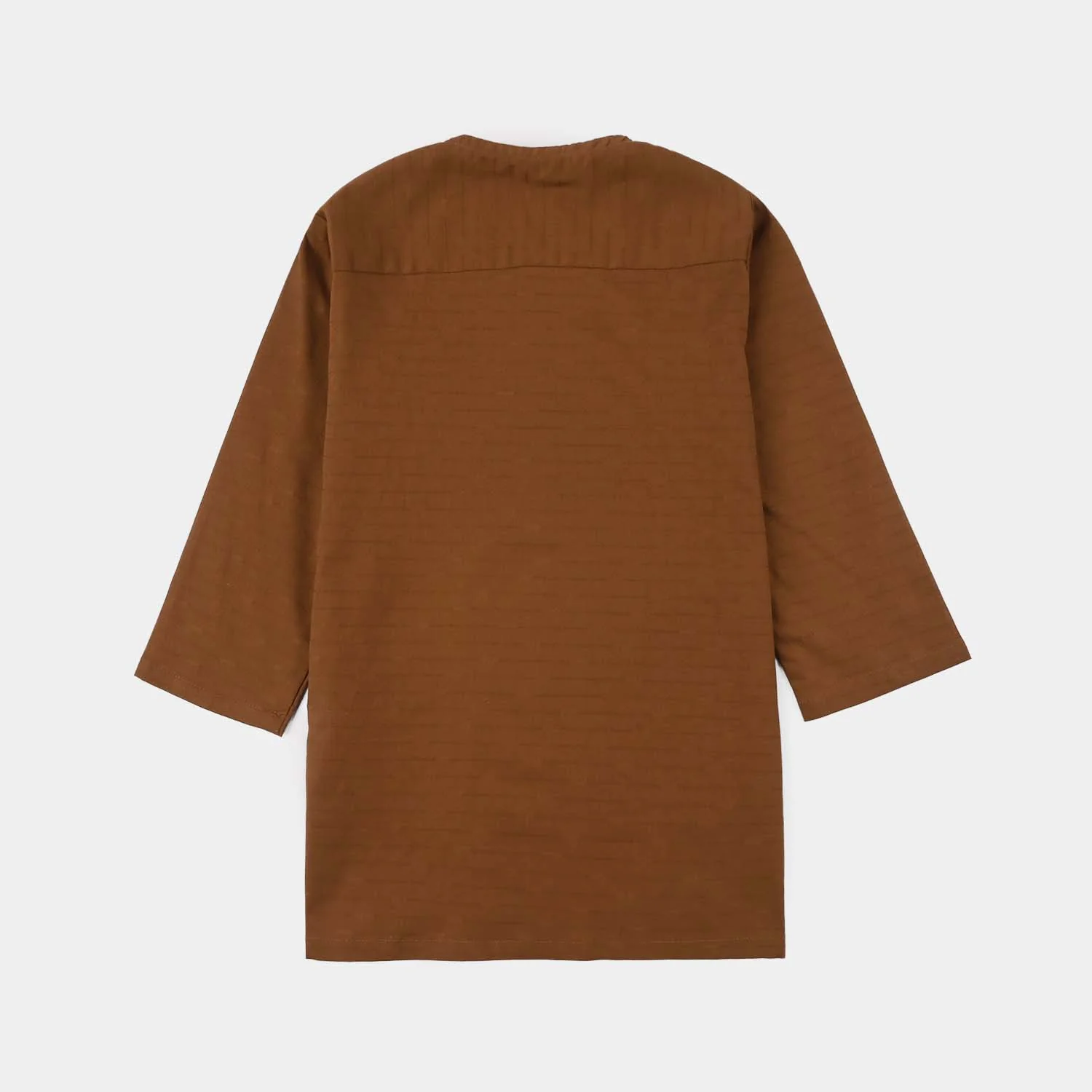 Infant Boys Cotton Jacquard Basic Kurta - Cambridge Brown - Image 3